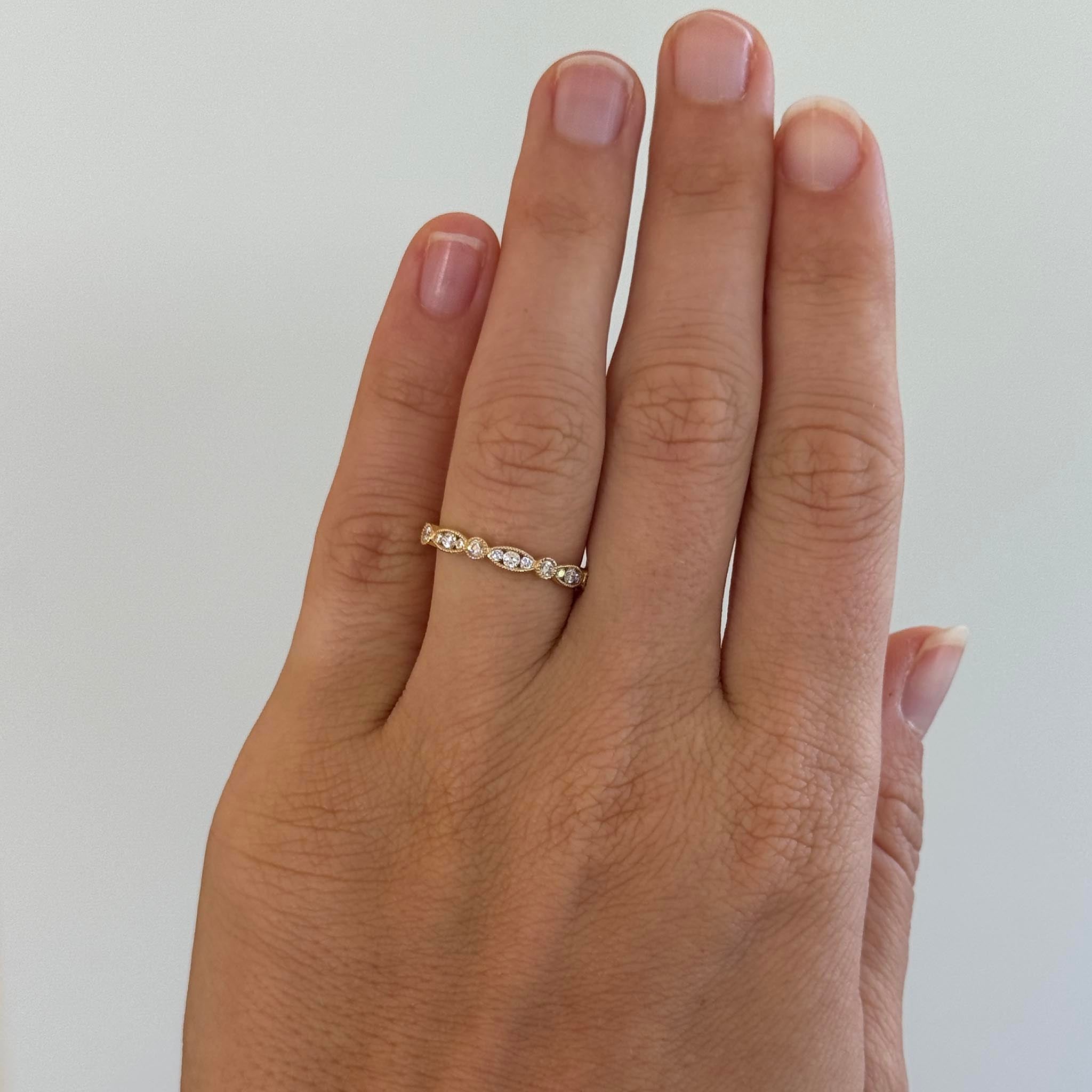 .57ctw Diamond Milgrain 18K Yellow Gold 3/4 Eternity Band