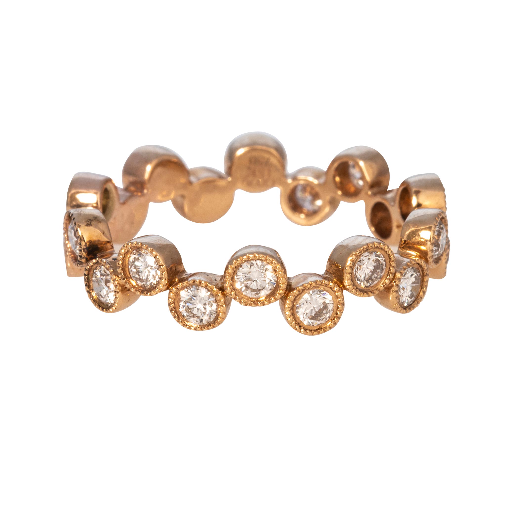 .79ctw Diamond Bezel Milgrain 18K Rose Gold Band