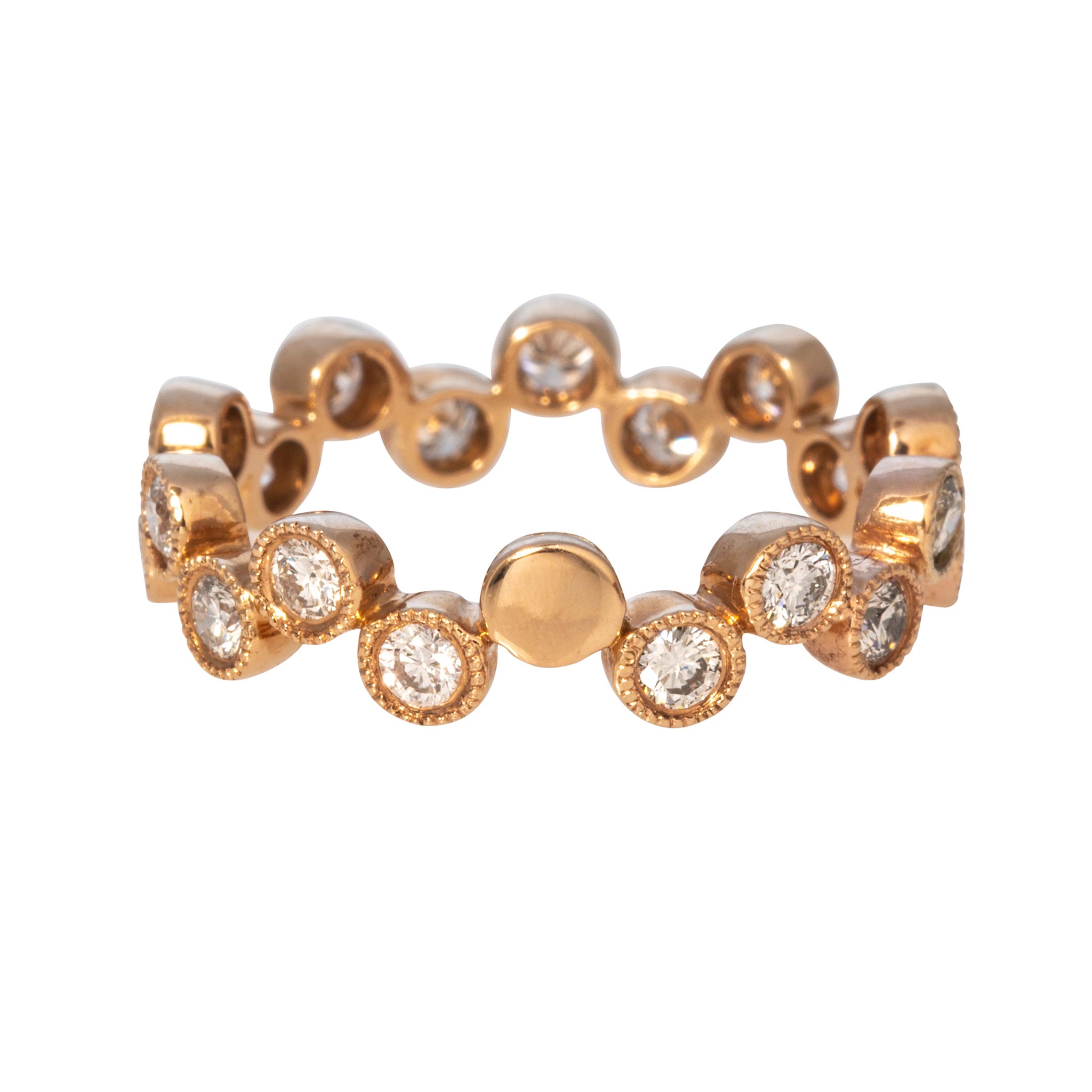 .79ctw Diamond Bezel Milgrain 18K Rose Gold Band