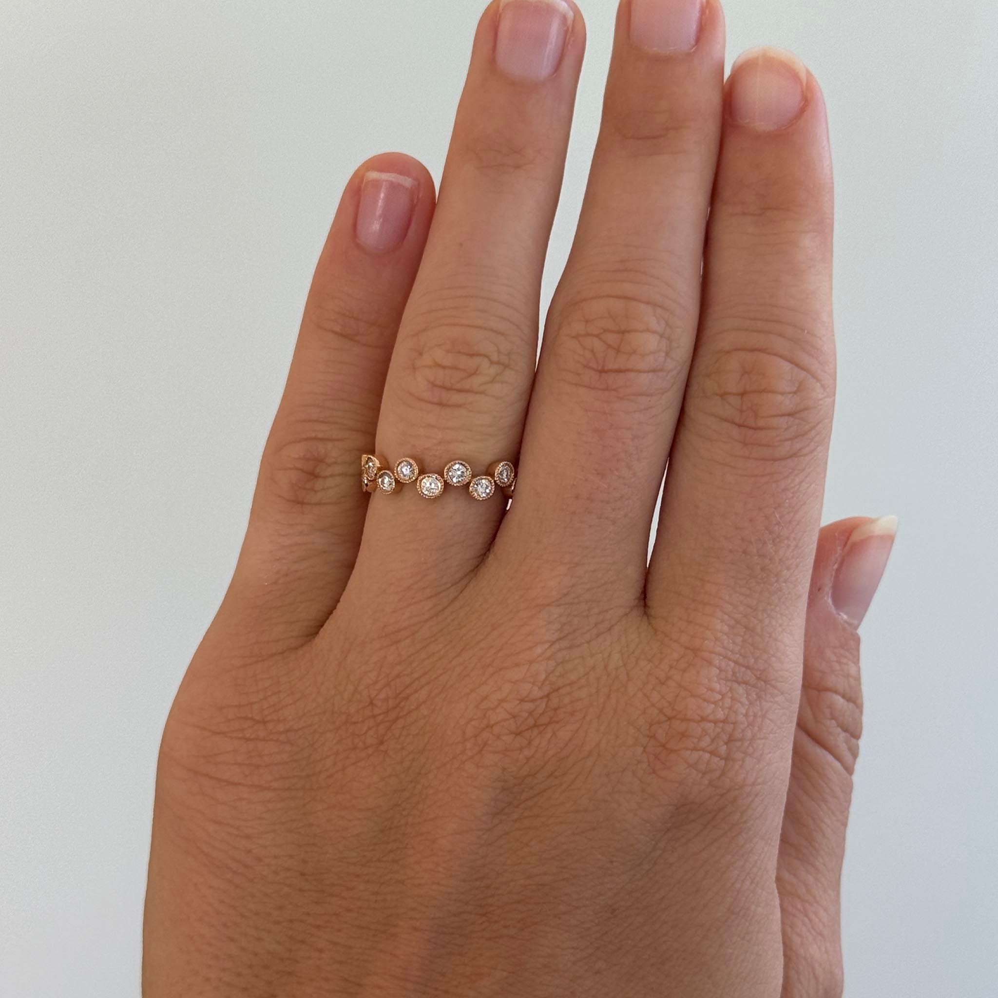 .79ctw Diamond Bezel Milgrain 18K Rose Gold Band