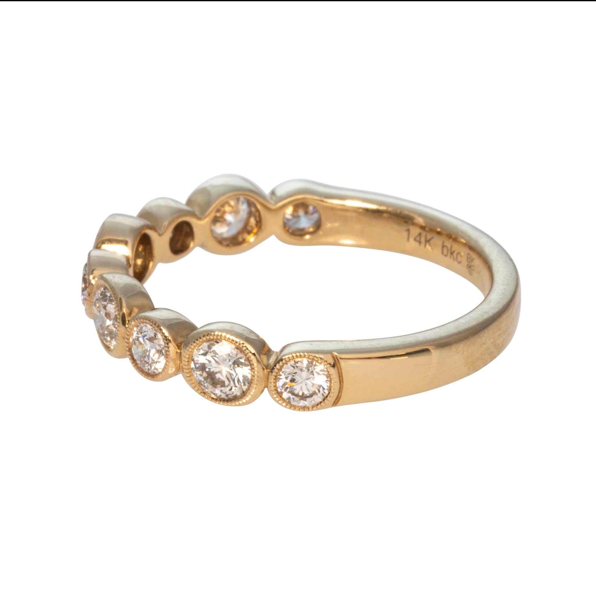 .76ctw Diamond Bezel Milgrain Halfway 14K Yellow Gold Band