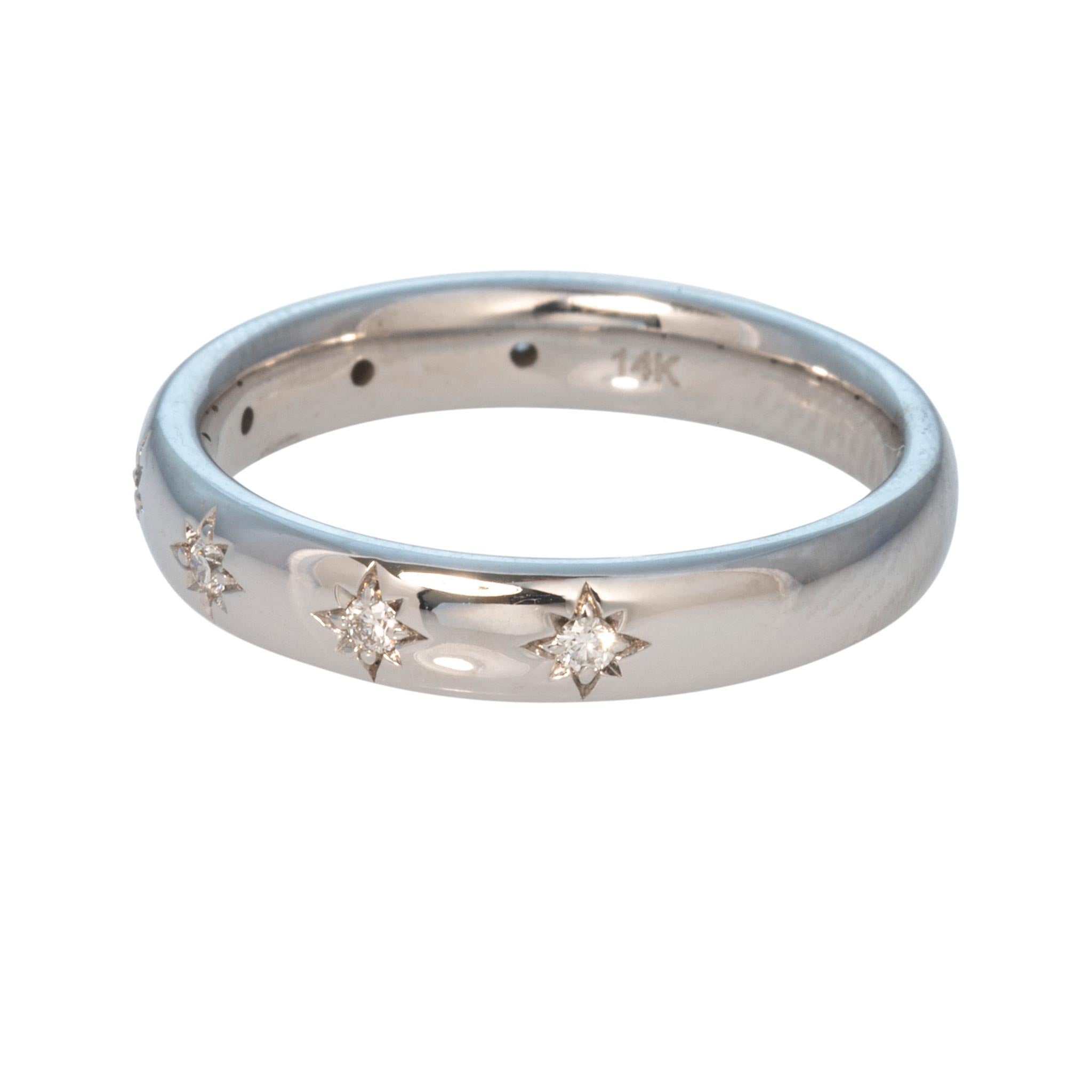 Diamond Star 14K White Gold Band