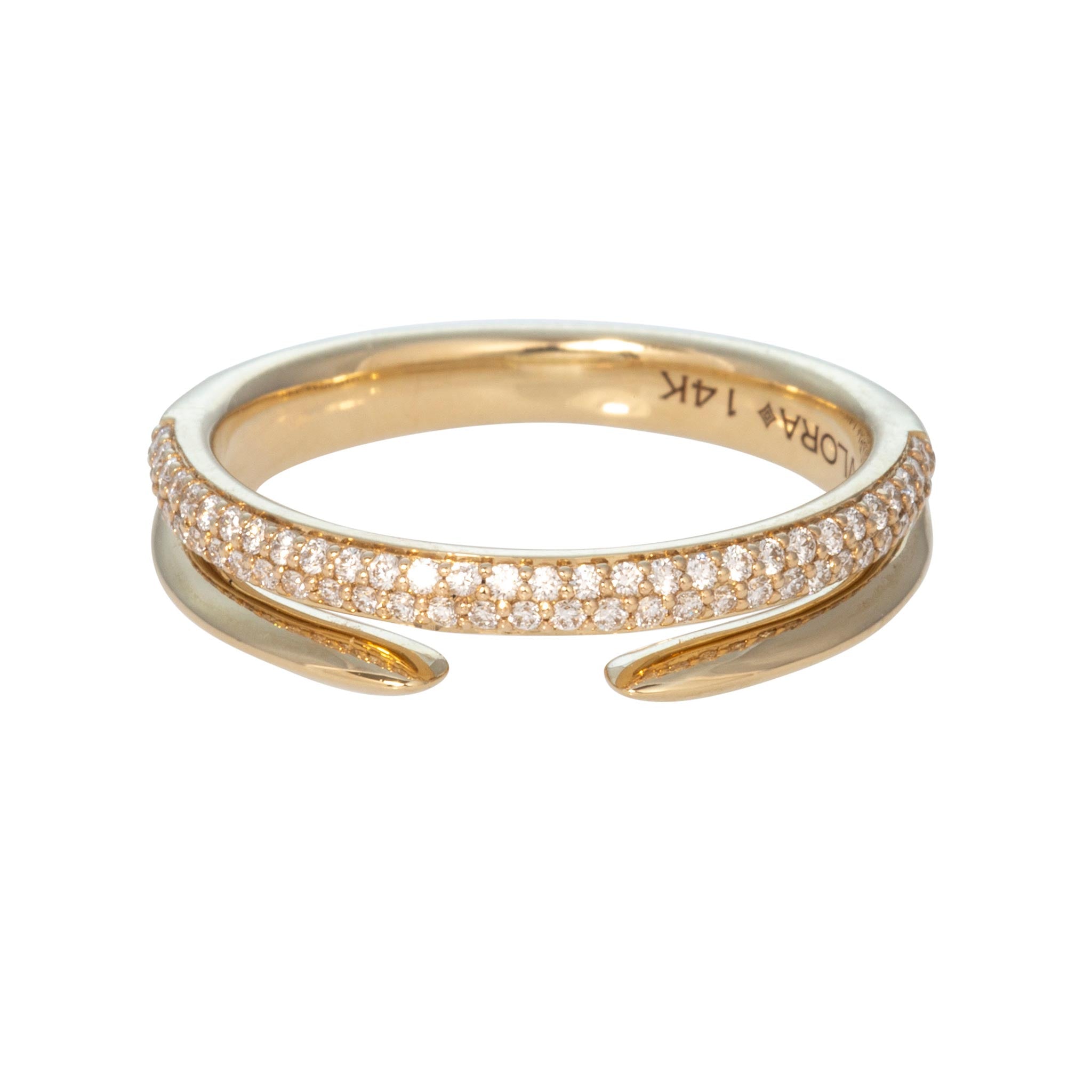 Diamond Pavé 14K Yellow Gold Open Stackable Band