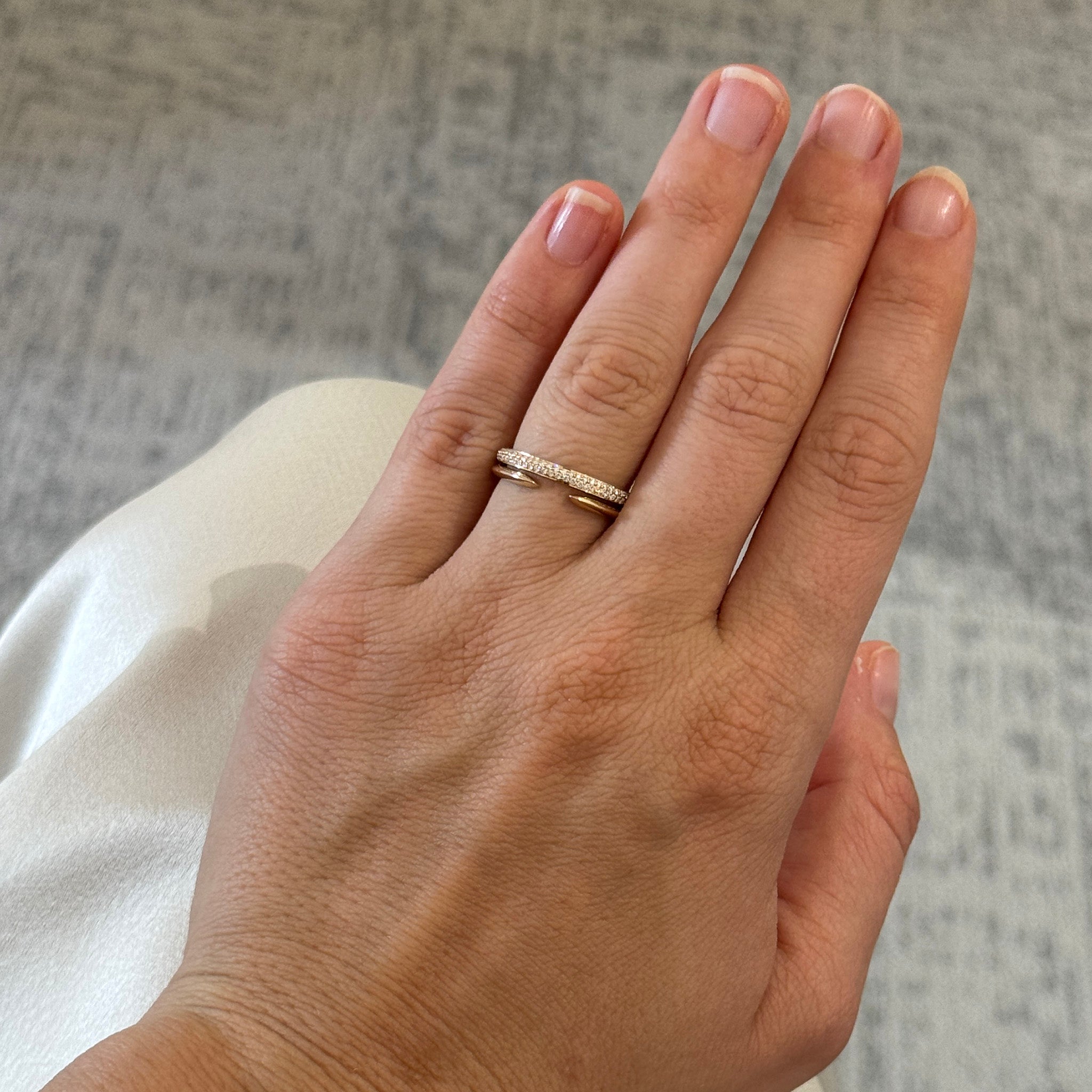 Diamond Pavé 14K Yellow Gold Open Stackable Band