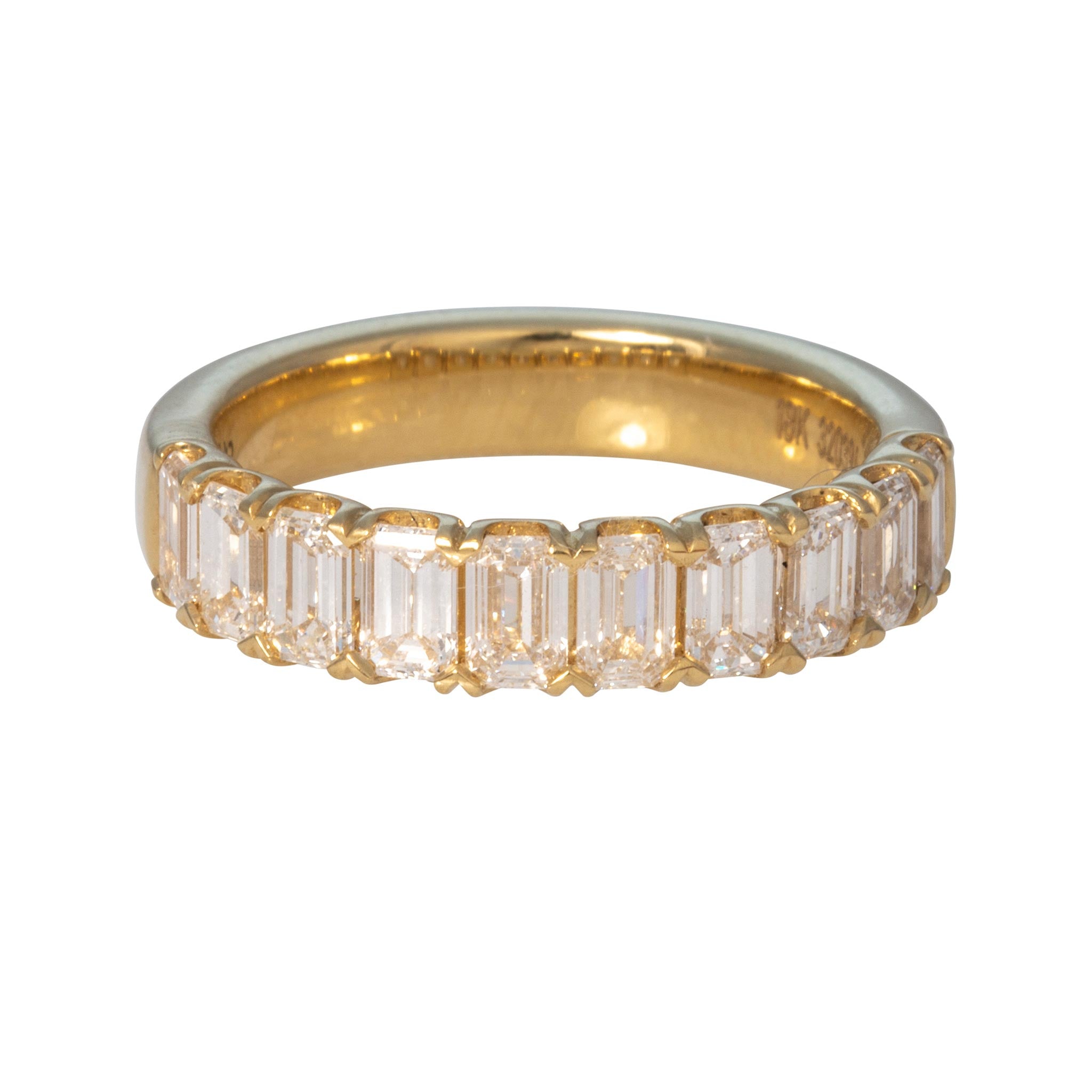1.84ctw Emerald-Cut Diamond Halfway 18K Yellow Gold Band