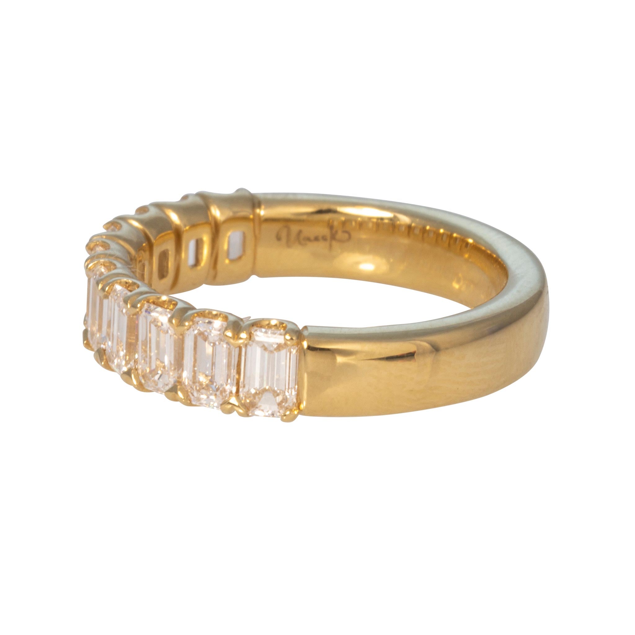 1.84ctw Emerald-Cut Diamond Halfway 18K Yellow Gold Band