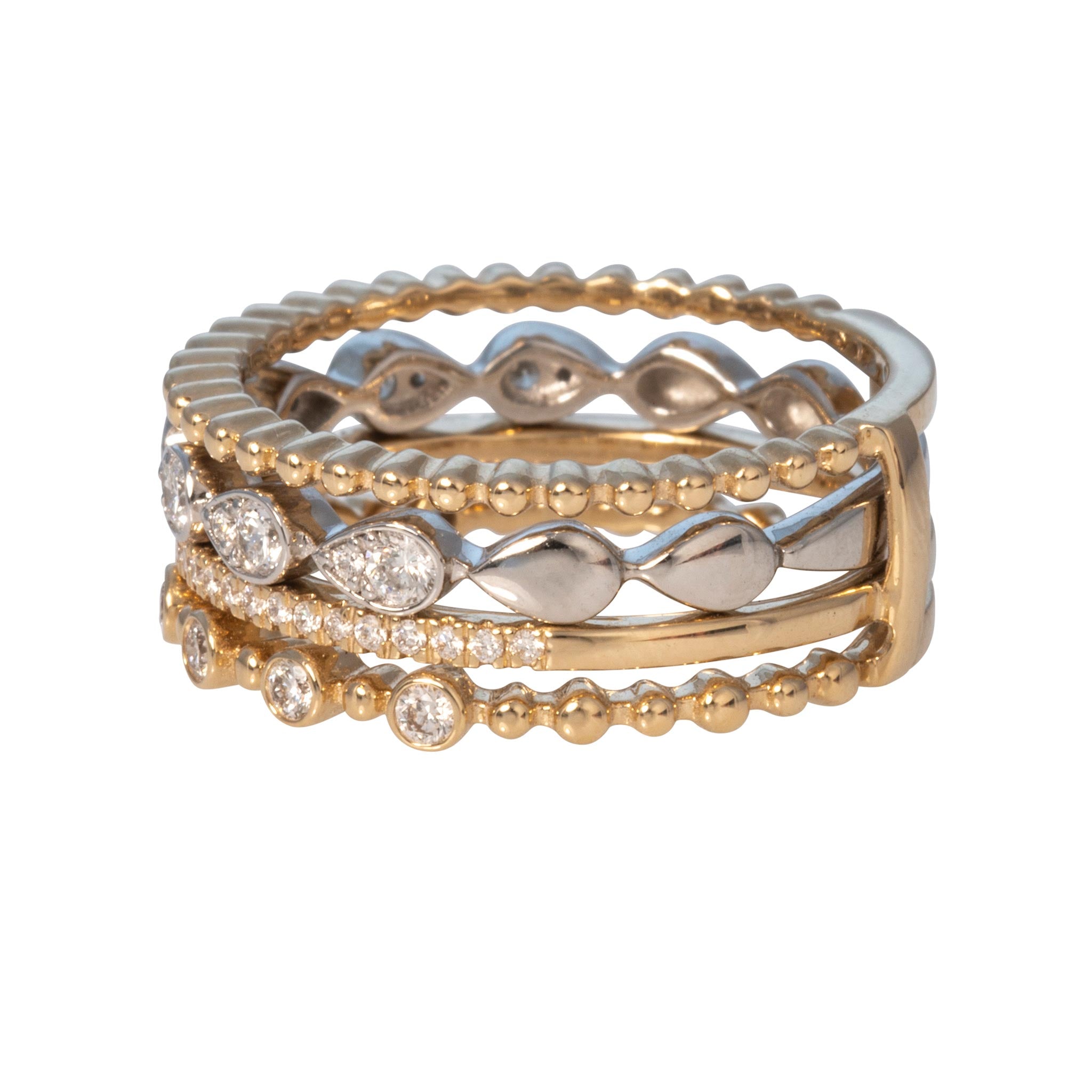 Diamond 14K Gold Band & Enhancer Stack Set