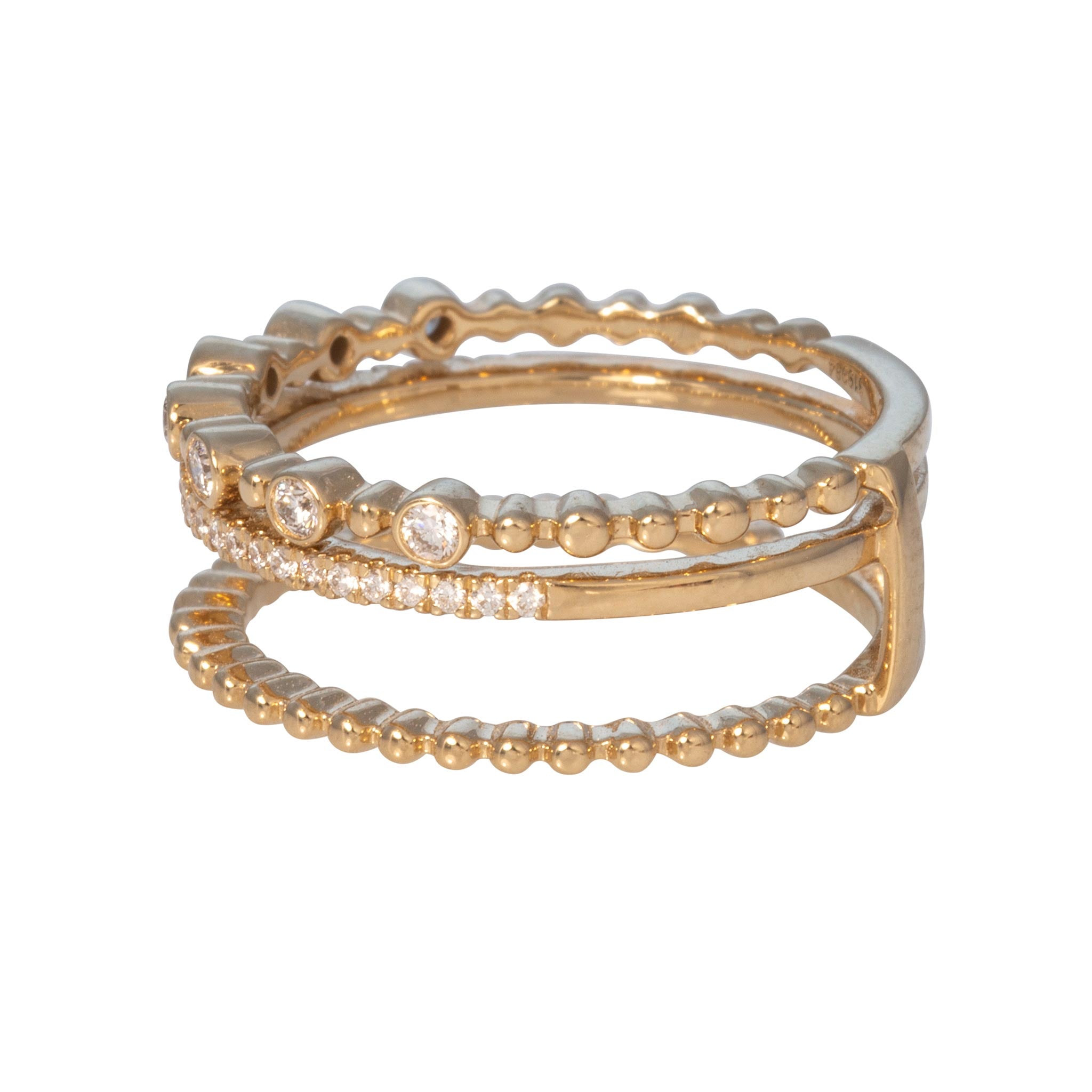 Diamond 14K Gold Band & Enhancer Stack Set