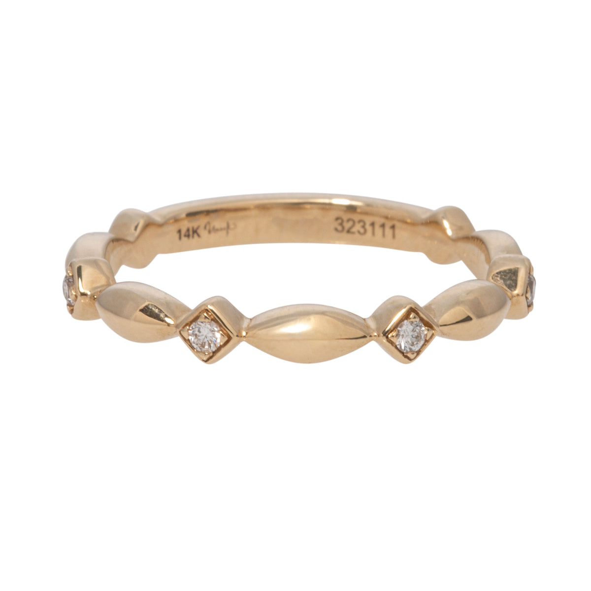 Diamond Station 14K Yellow Gold Stackable Band