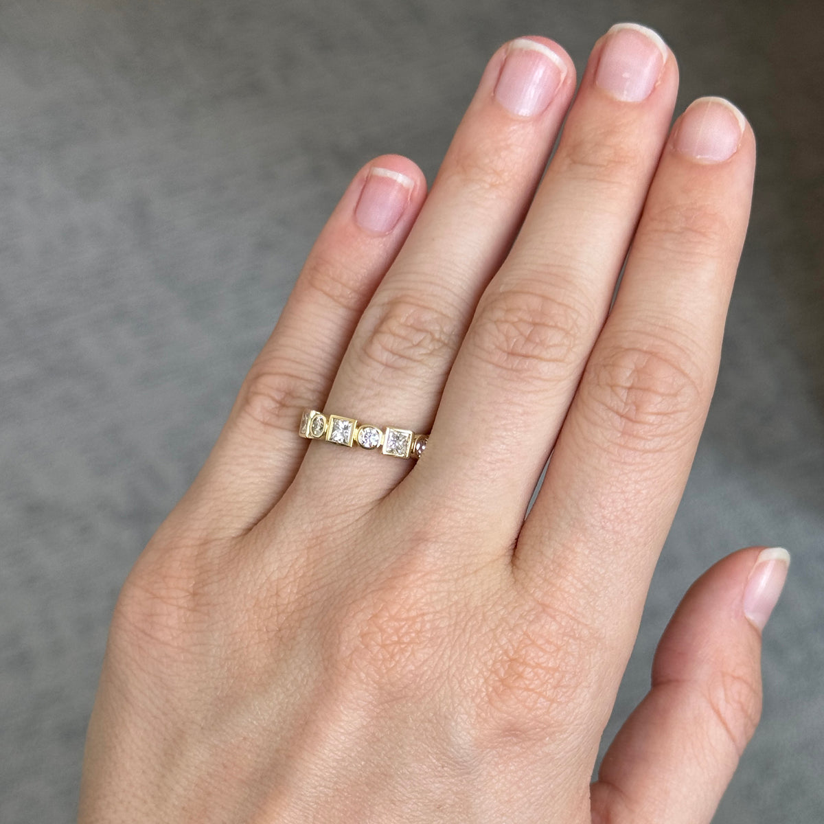Christopher Designs 1.29ctw Princess & Round Diamond Bezel Halfway Band