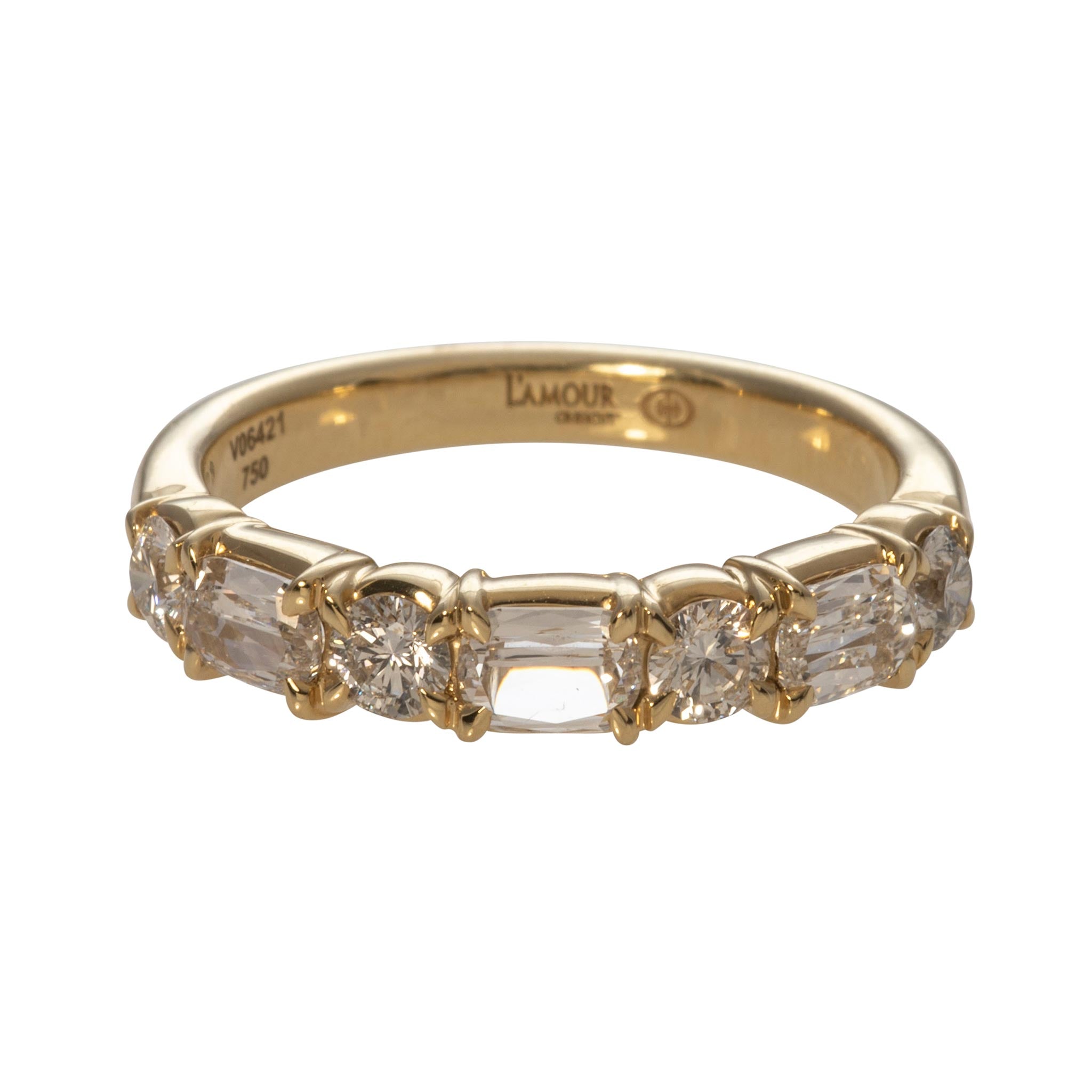 1.13ctw L’Amour Crisscut & Round Diamond 7-Stone 18K Gold Band