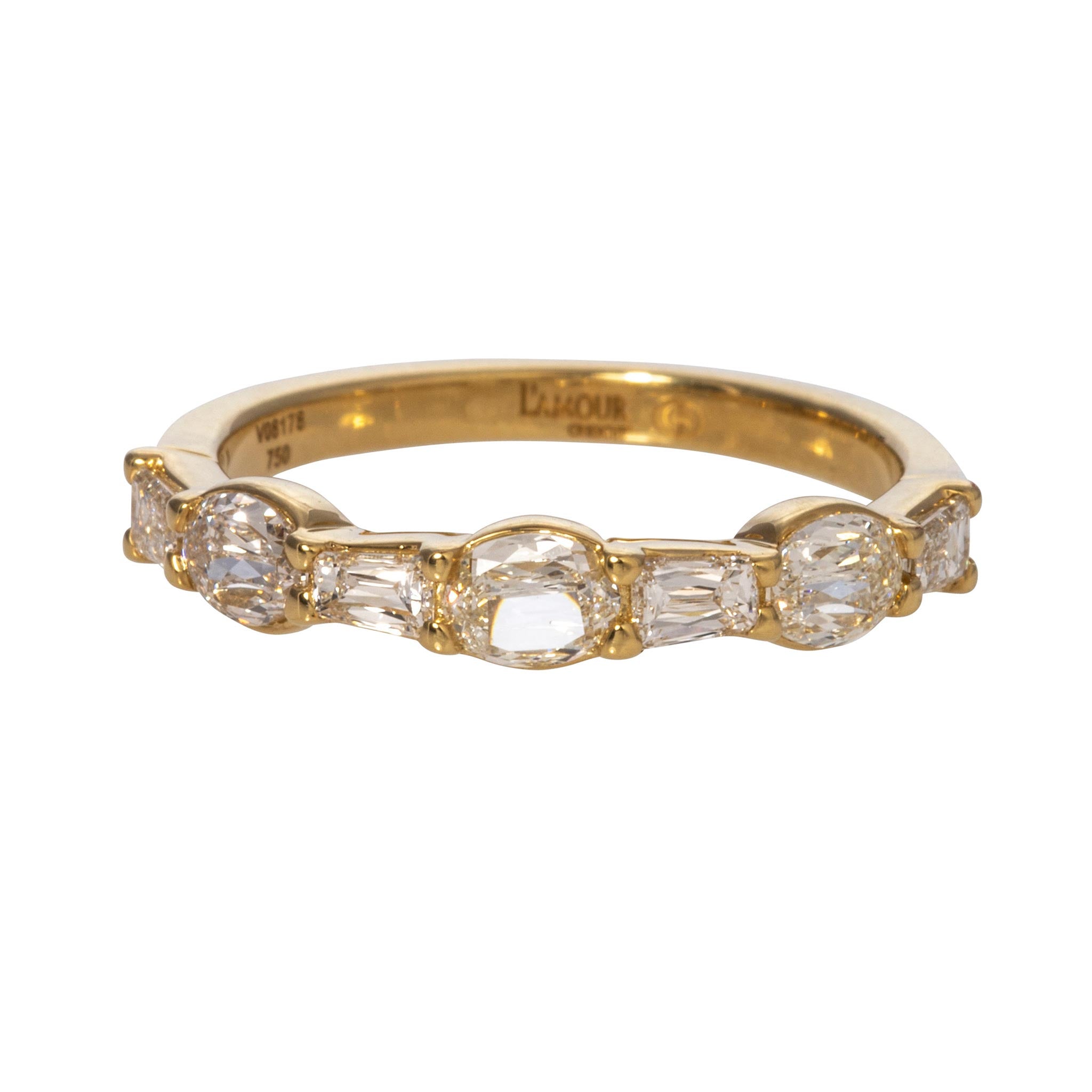 .96ctw L’Amour Crisscut Oval & Baguette Diamond 7-Stone 18K Gold Band