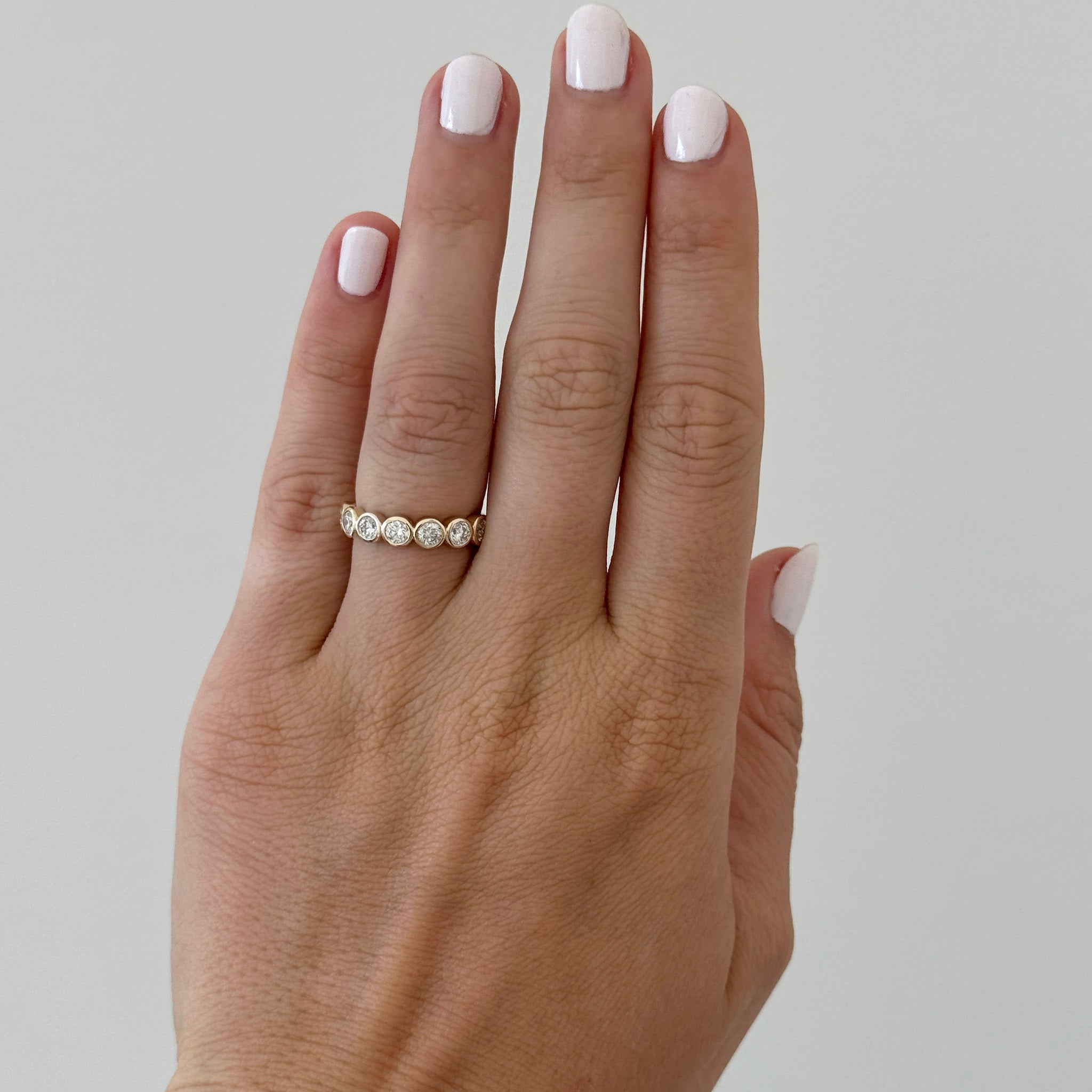 Diamond Bezel Set Halfway 14K Yellow Gold Band