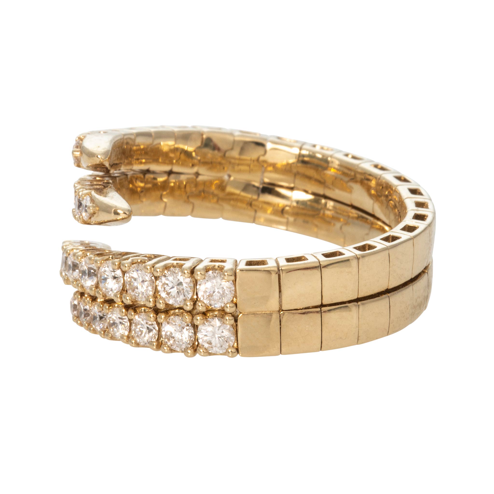 Diamond 14K Yellow Gold Flexible Double Bypass Ring