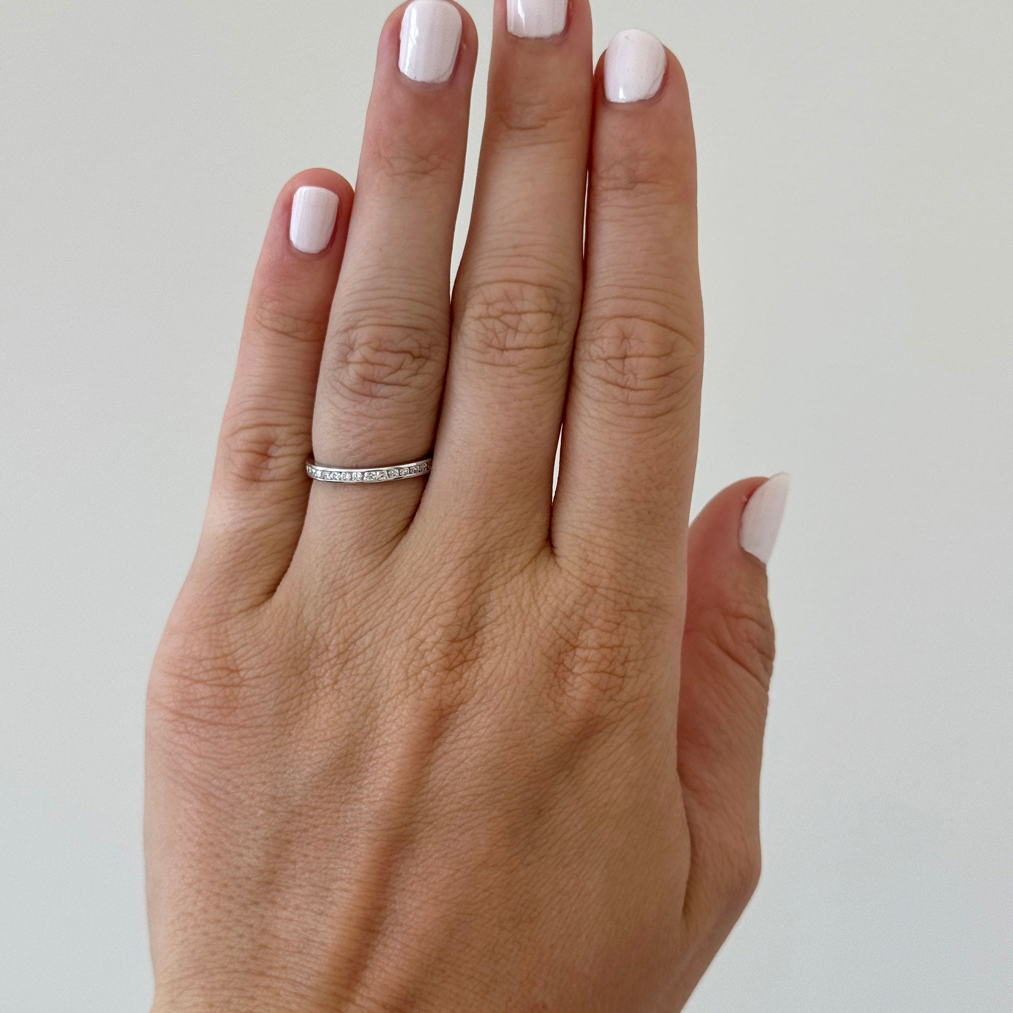 Diamond Channel Set 14K White Gold Halfway Band