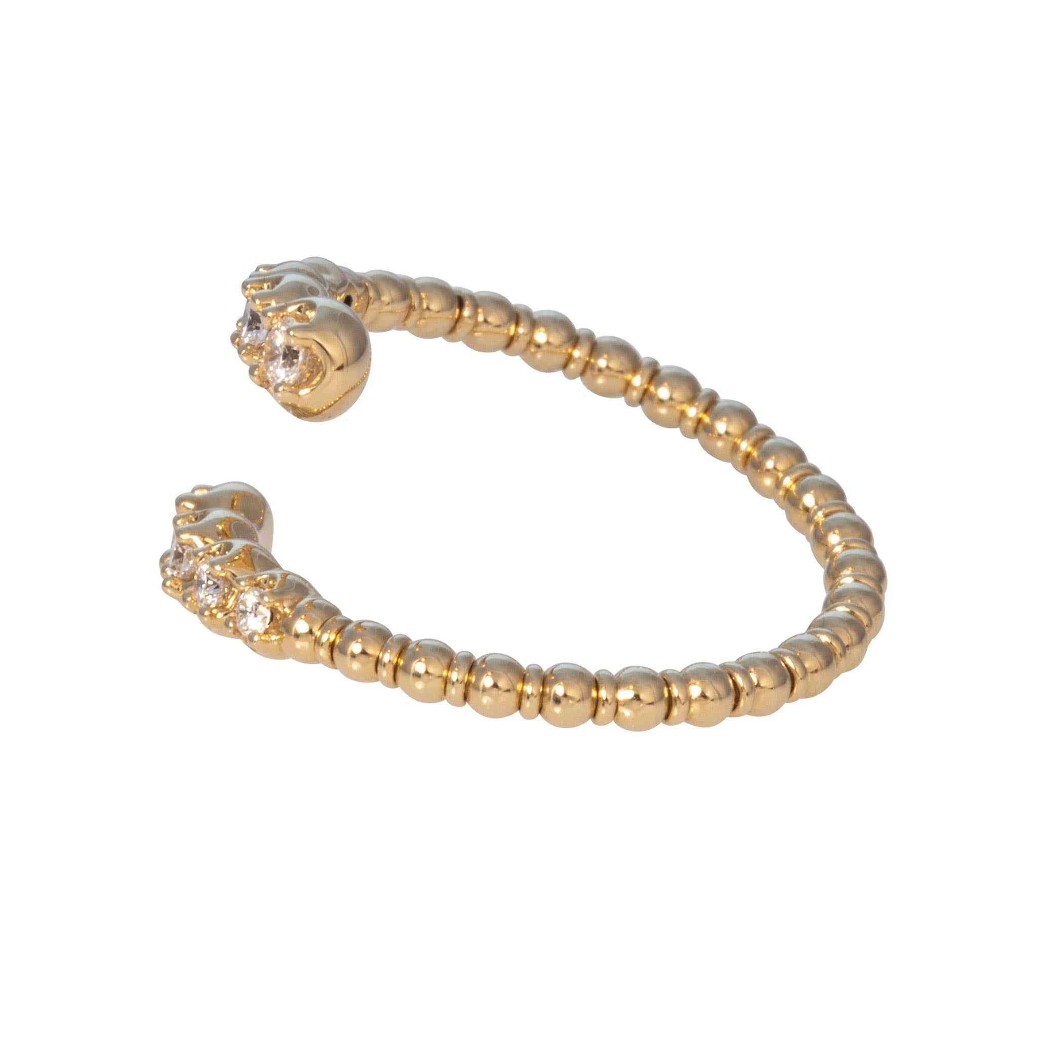 Graduated Diamond 14K Yellow Gold Flexible Bypass Ring