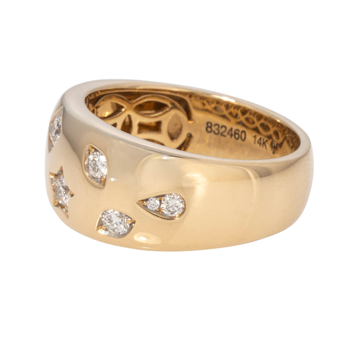 Round Diamond Mixed Shape Gypsy Set 14K Yellow Gold Ring