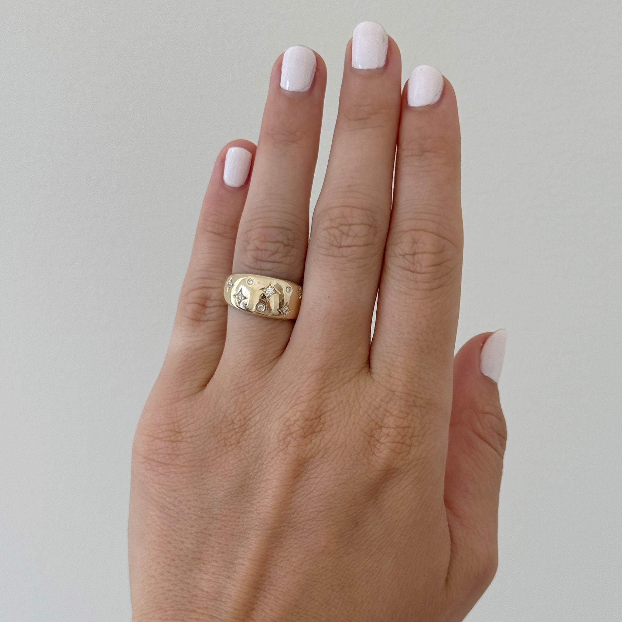 Diamond Celestial 14K Yellow Gold Wide Dome Ring