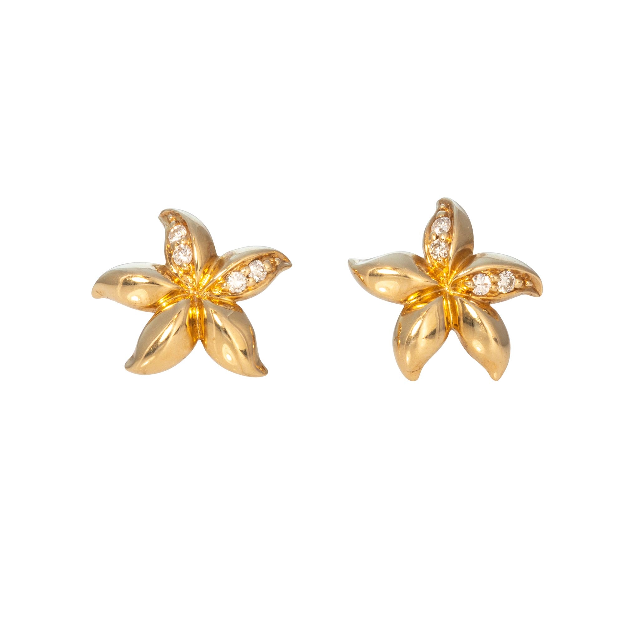 Estate Diamond 14K Yellow Gold Star Stud Earrings