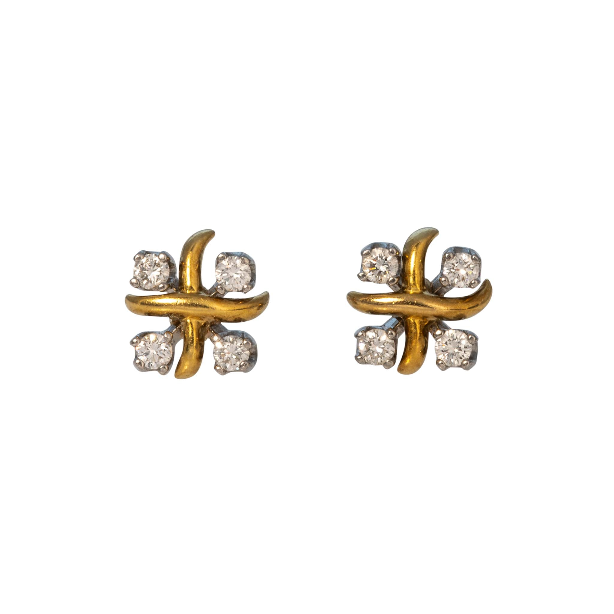 Estate Tiffany & Co Schlumberger Diamond Cross-Stitch Earrings