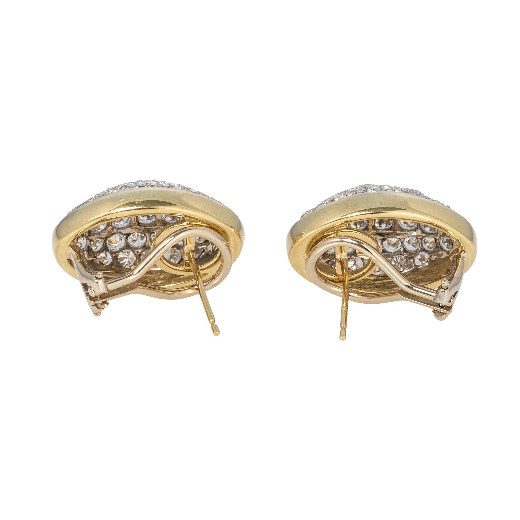 Estate 3.5ctw Diamond Cluster 18K Gold Oval Earrings