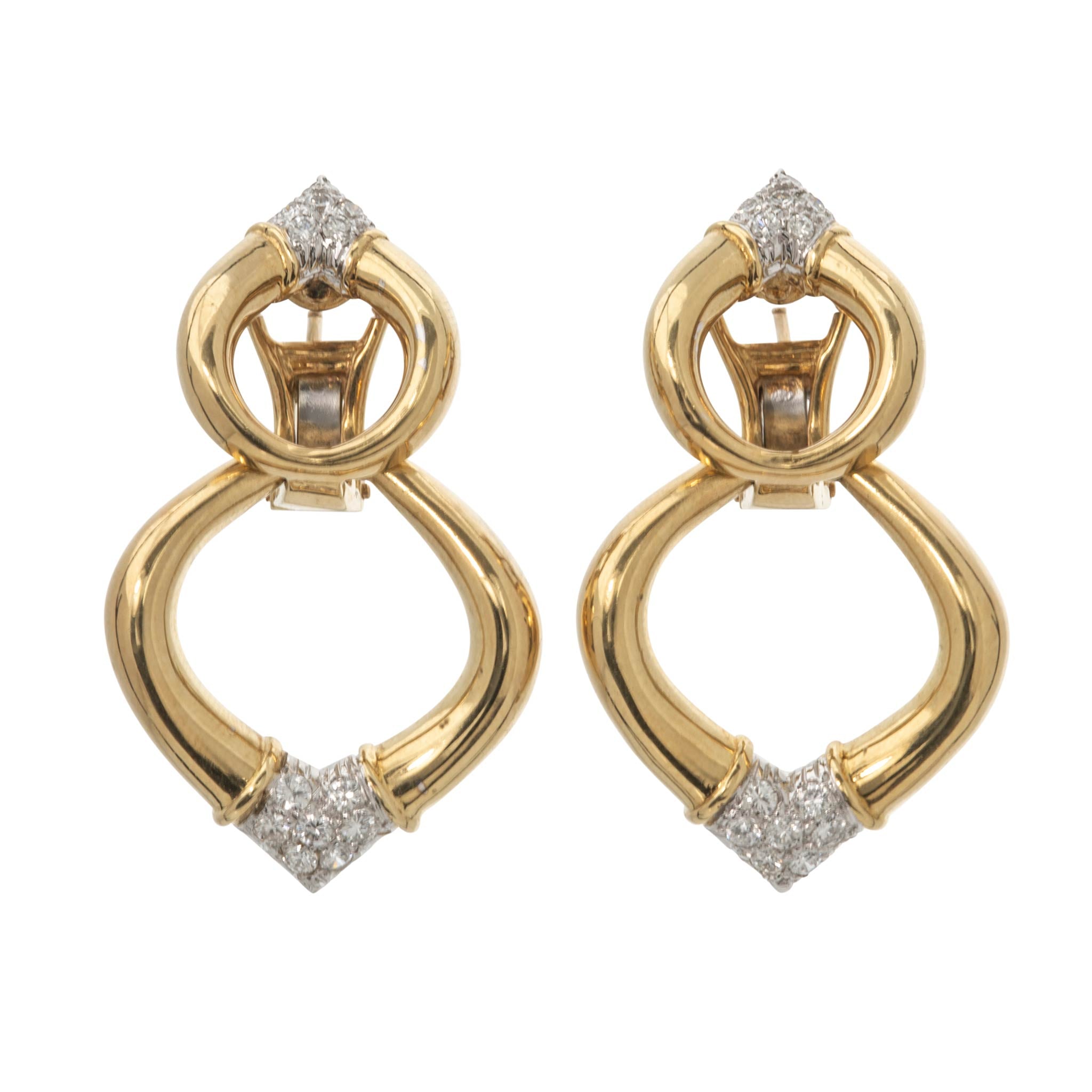 Vintage Diamond Pavé 18K Gold Removable Drop Earrings