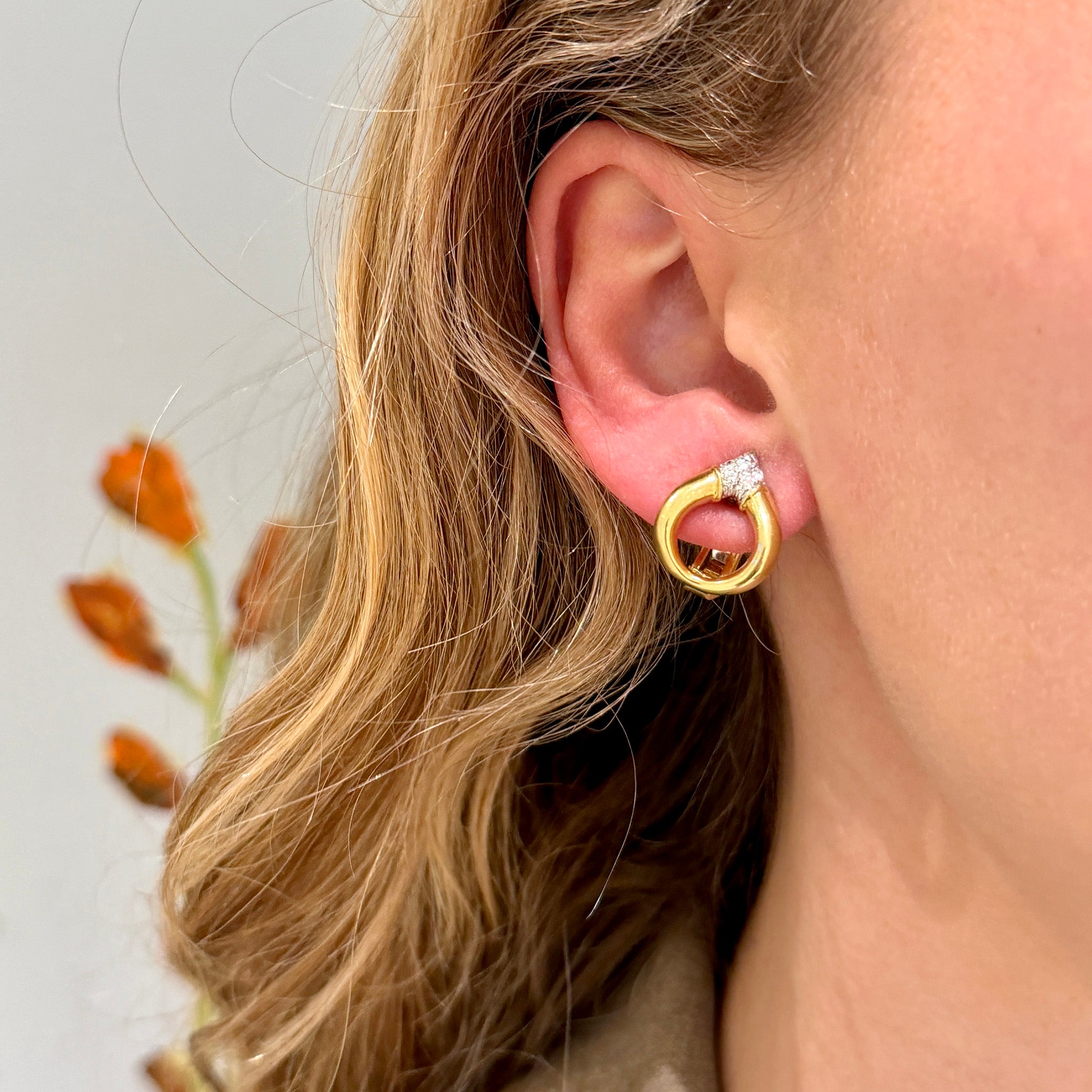 Vintage Diamond Pavé 18K Gold Removable Drop Earrings