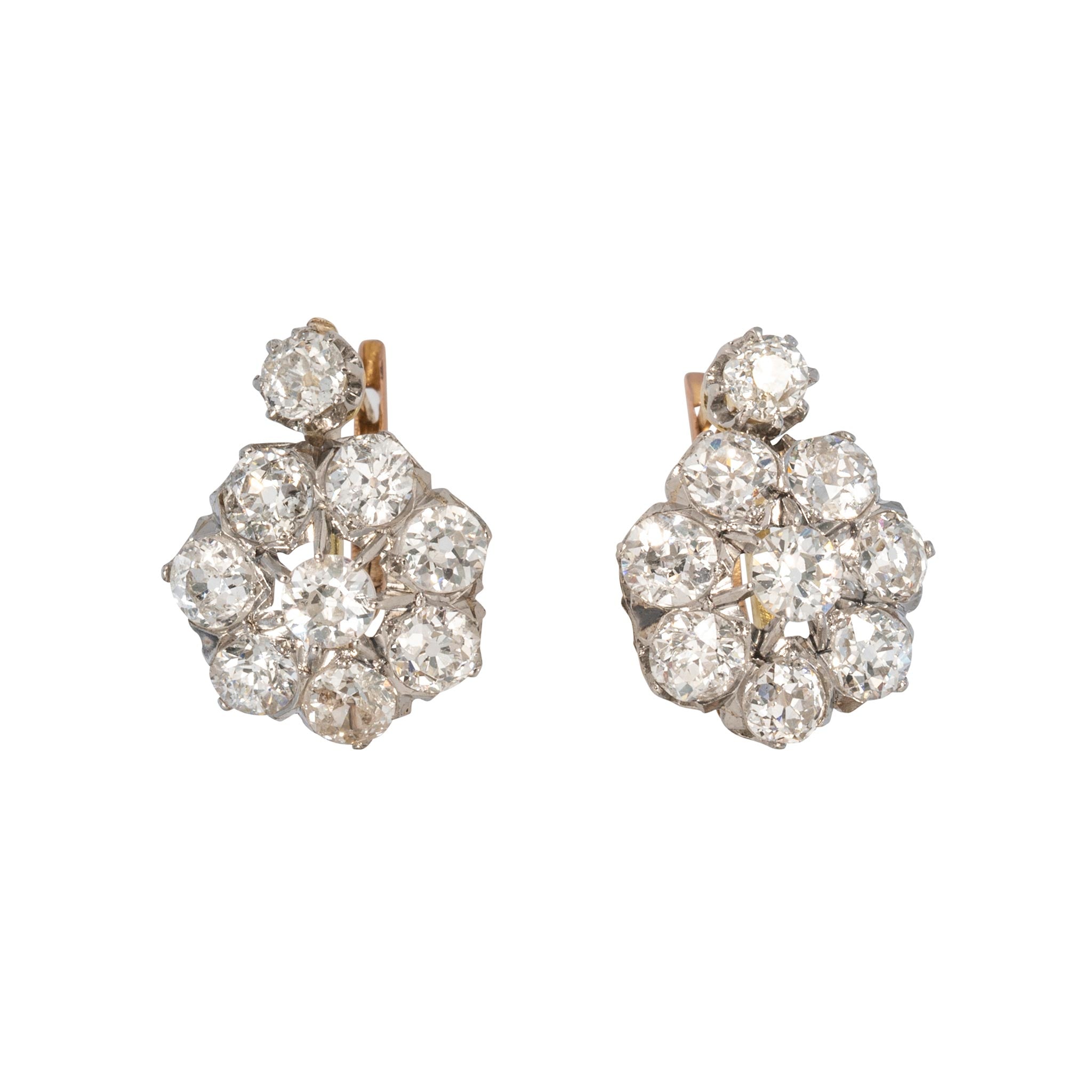 Victorian Style 3.6ctw Diamond Cluster Earrings