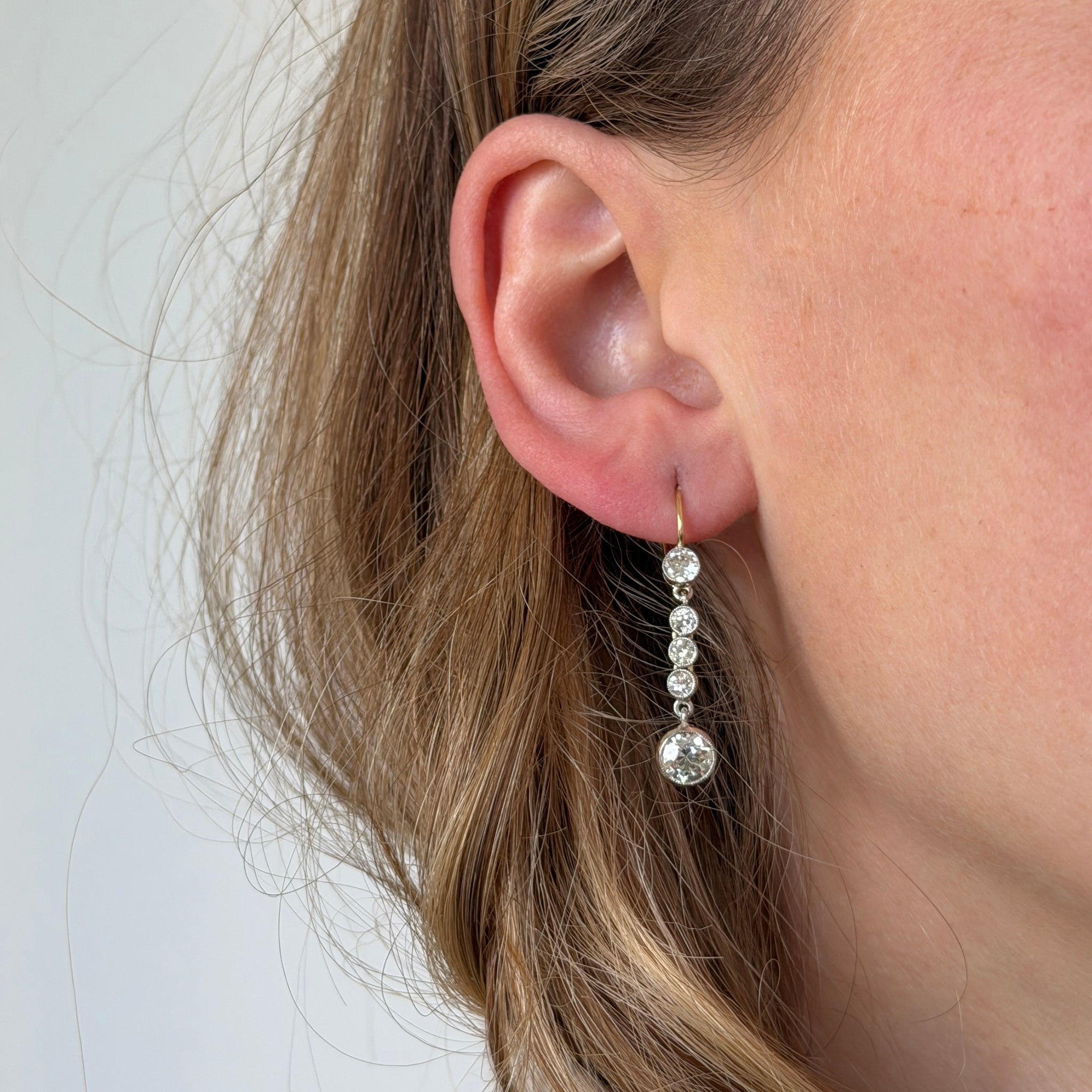 Art Deco Style 2.5ctw Diamond Bezel Drop Earrings