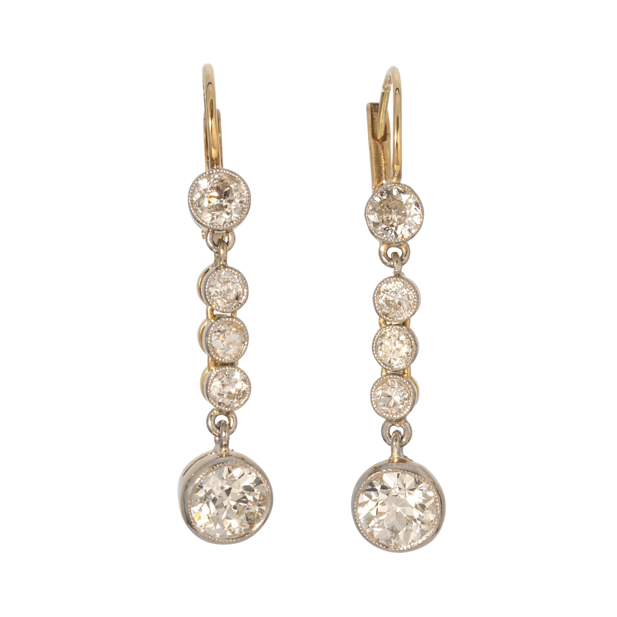 Art Deco Style 2.5ctw Diamond Bezel Drop Earrings