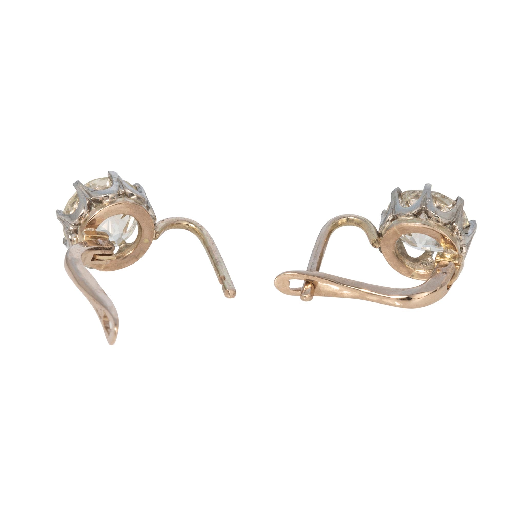 Estate 3.3ctw Old European Cut Diamond Drop Earrings