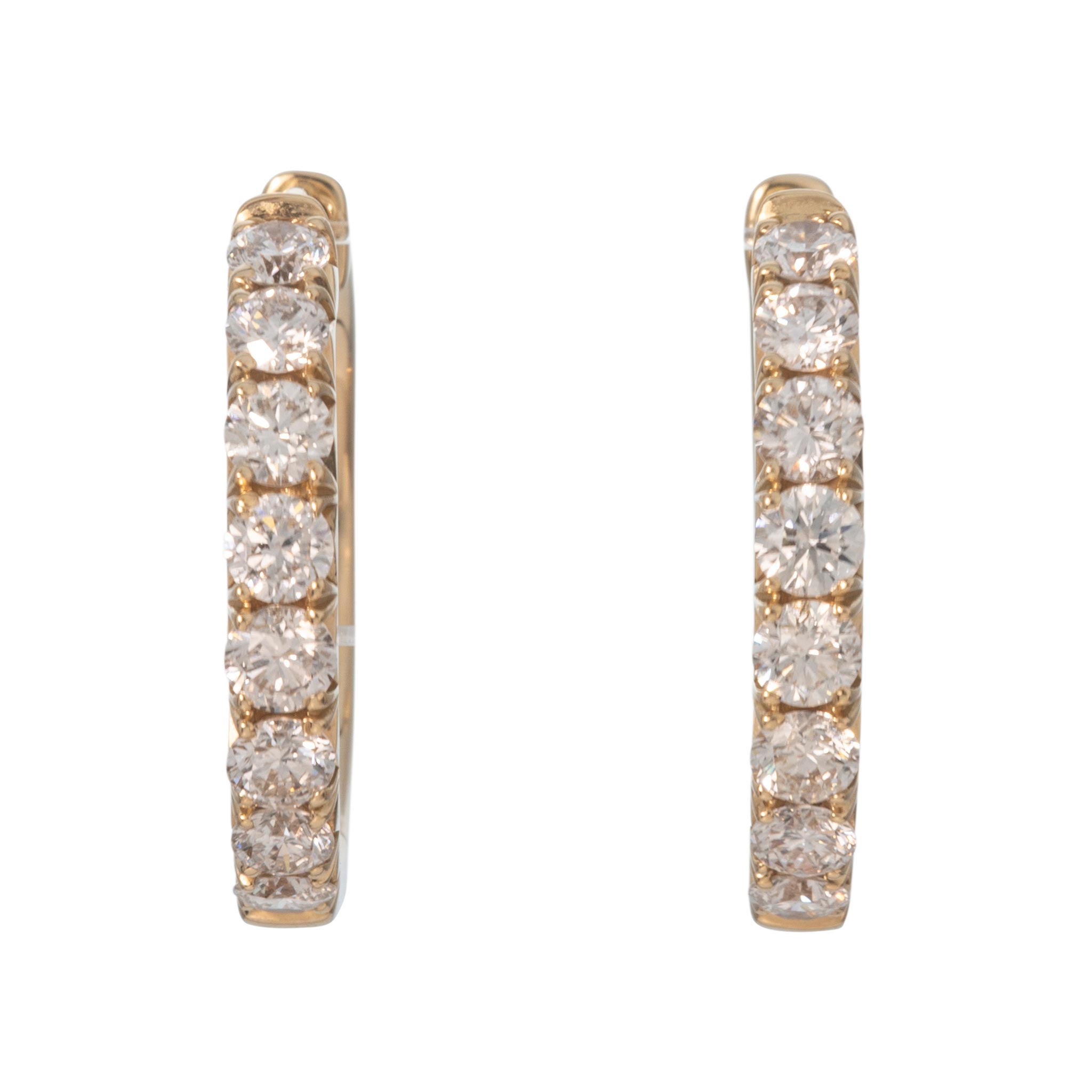 1ctw Diamond 14K Yellow Gold Hoop Earrings