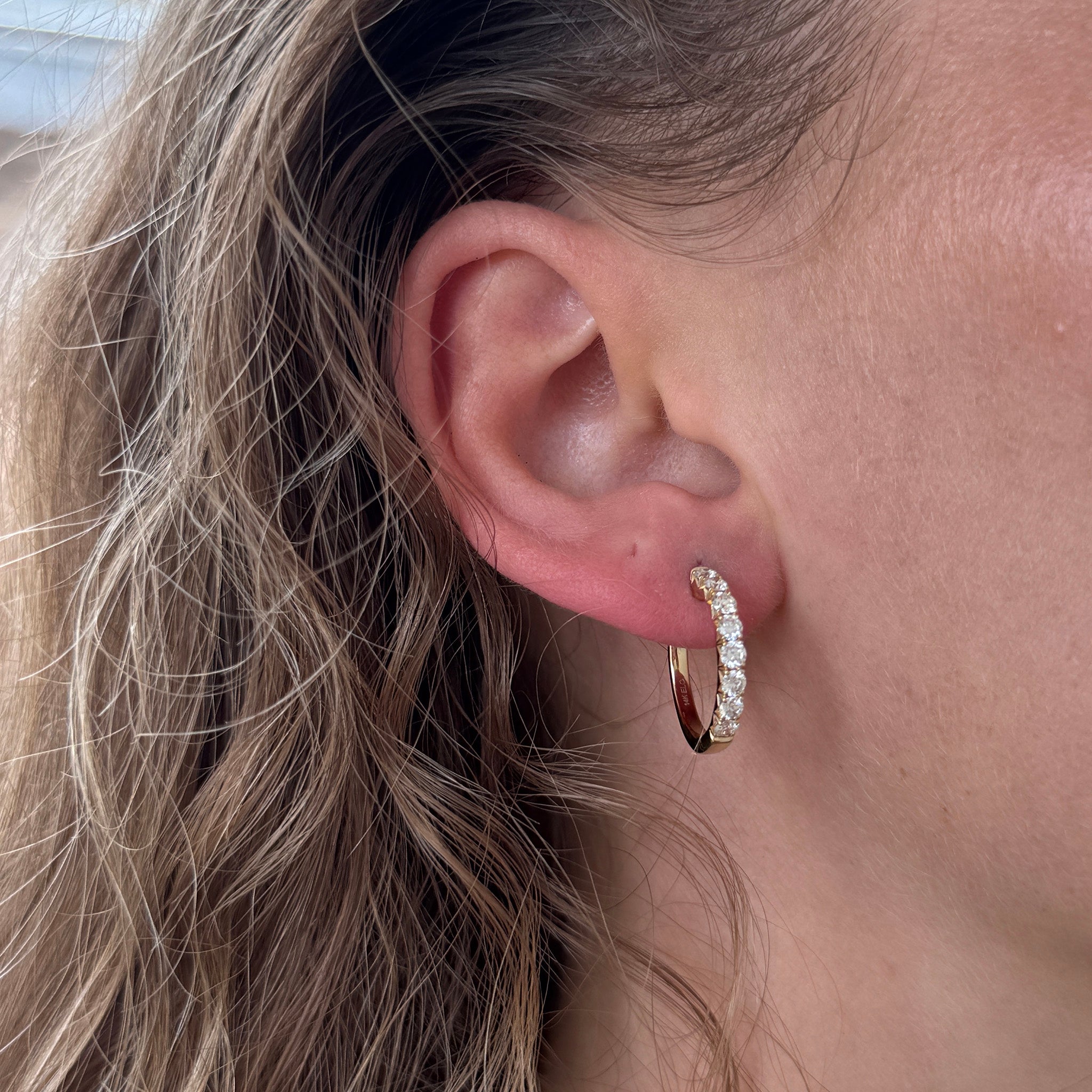 1ctw Diamond 14K Yellow Gold Hoop Earrings