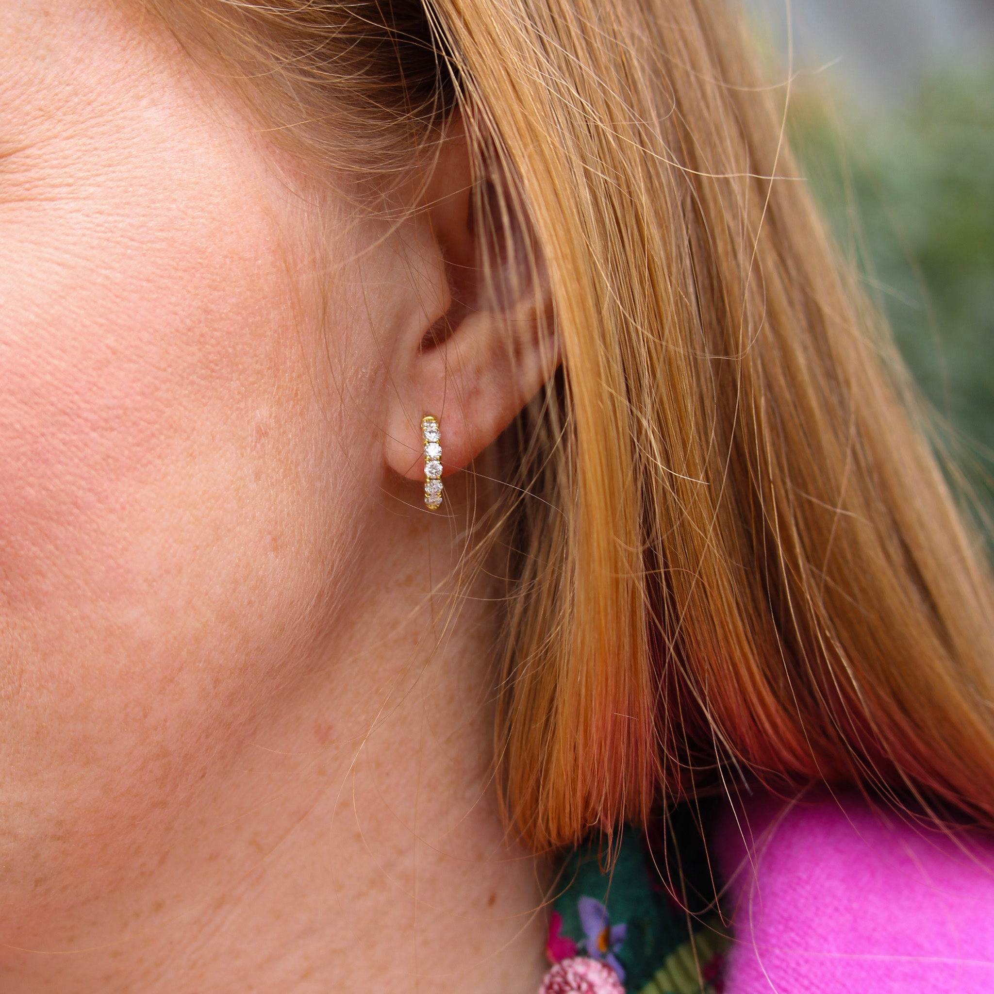 .70ct Diamond 14K Yellow Gold Small Hoop Earrings