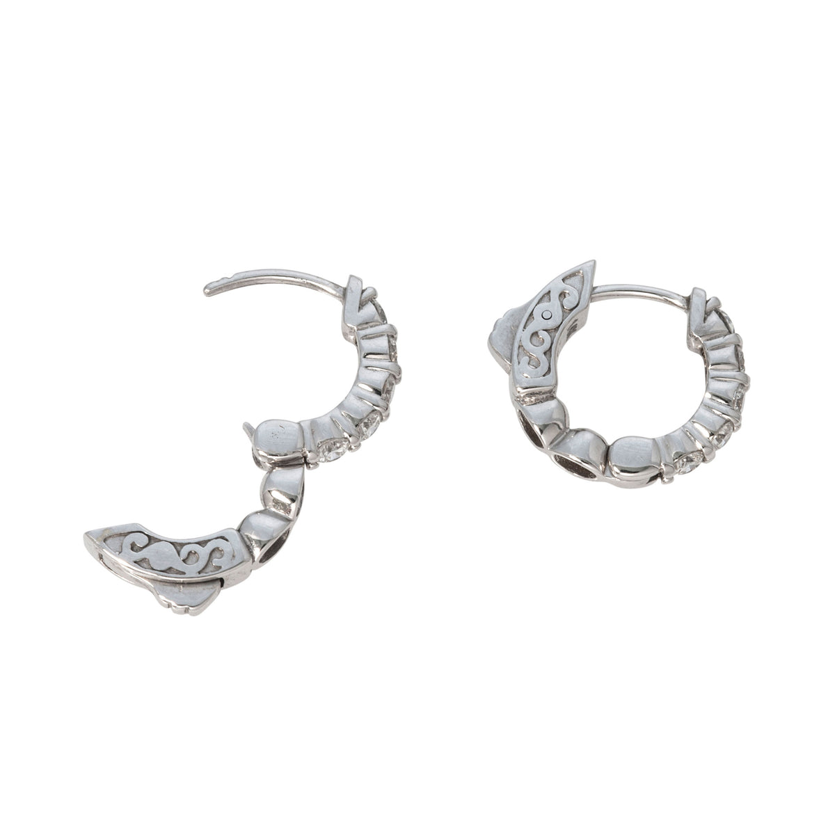 .50ctw Diamond 14K White Gold Huggie Earrings