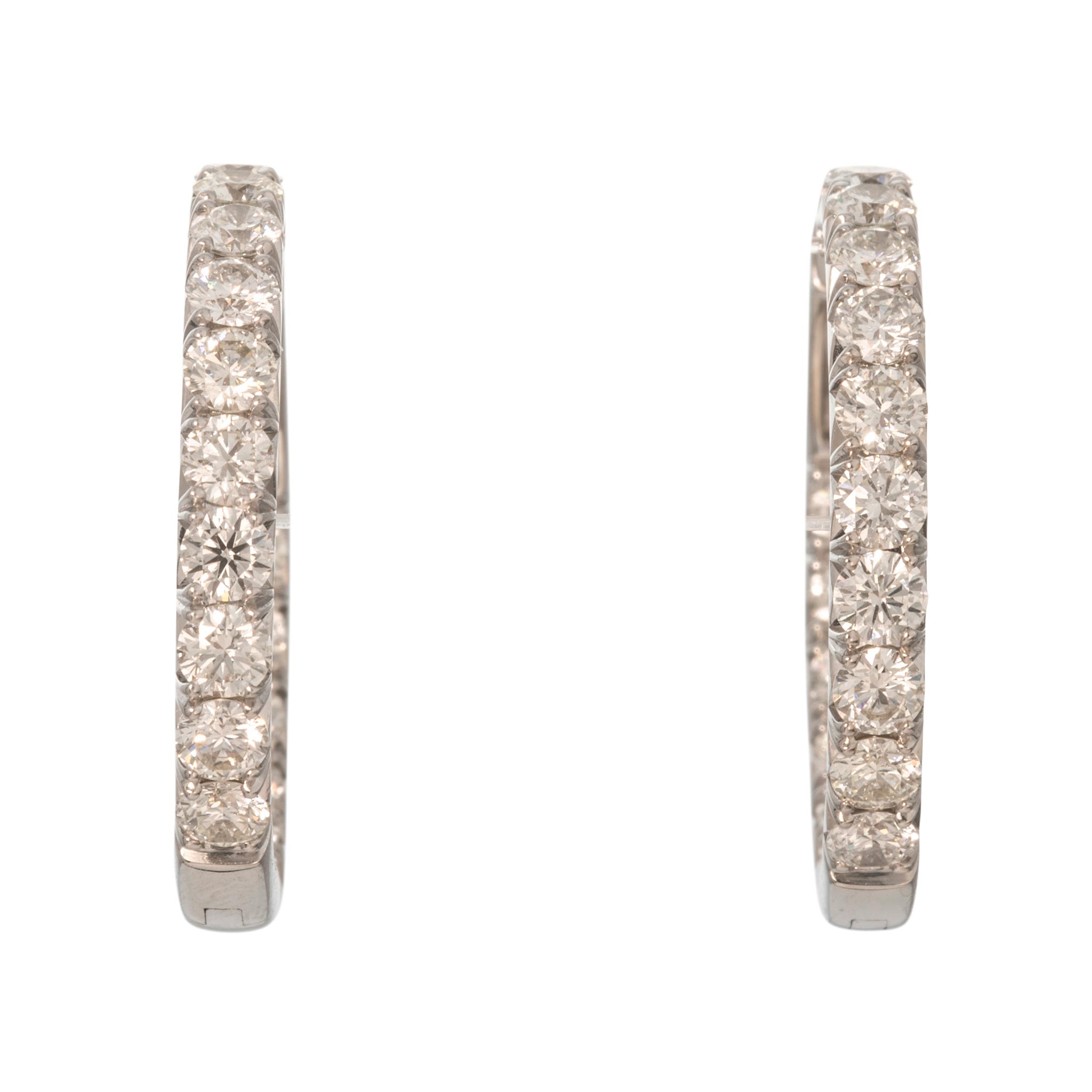 3ctw Diamond Inside-Out 14K White Gold Hoop Earrings