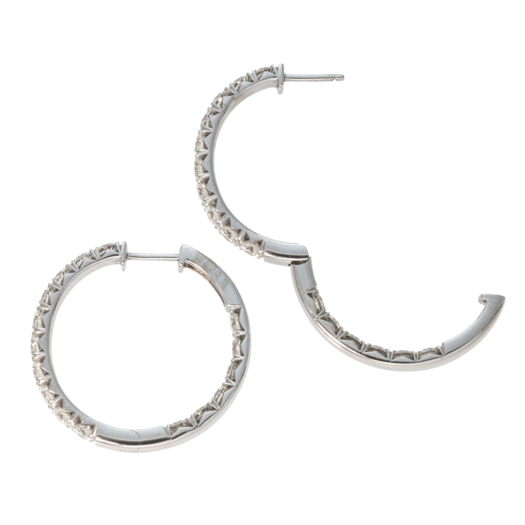 3ctw Diamond Inside-Out 14K White Gold Hoop Earrings