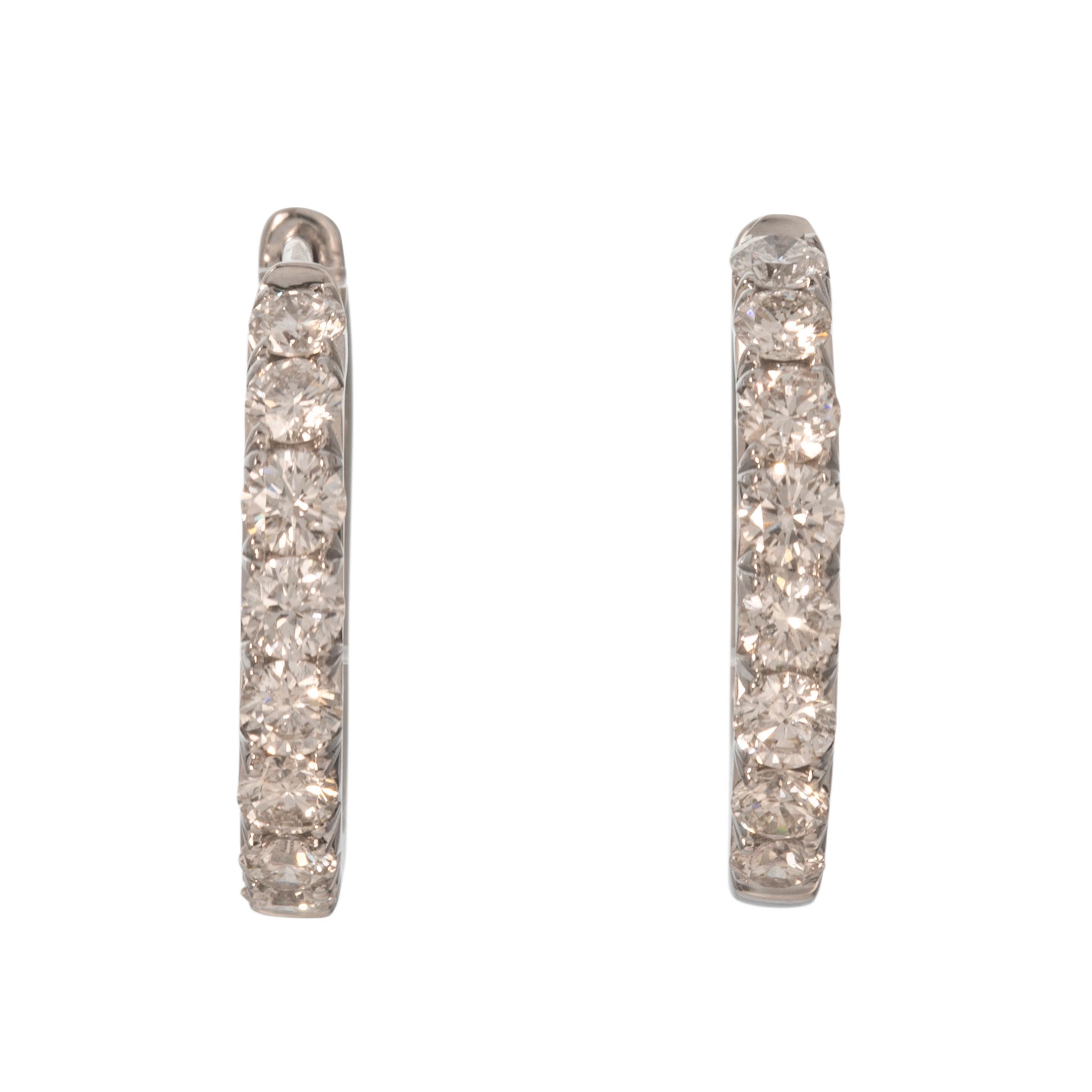 1ctw Diamond 14K White Gold Hoop Earrings