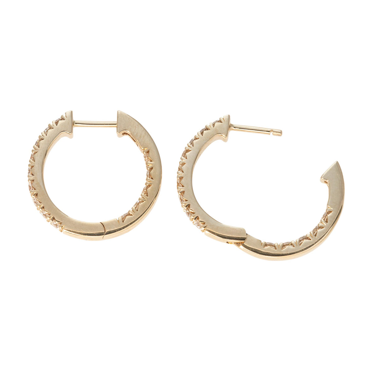 1ctw Diamond Inside-Out 14K Yellow Gold Hoop Earrings