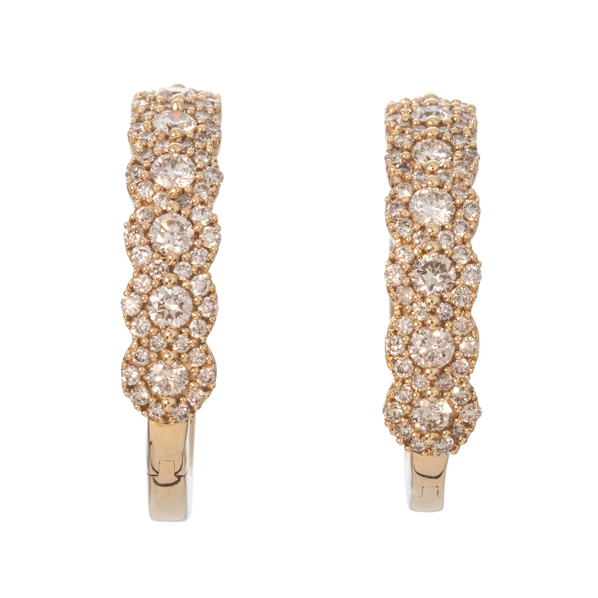 Diamond Pavé Halo 14K Yellow Gold Hoop Earrings