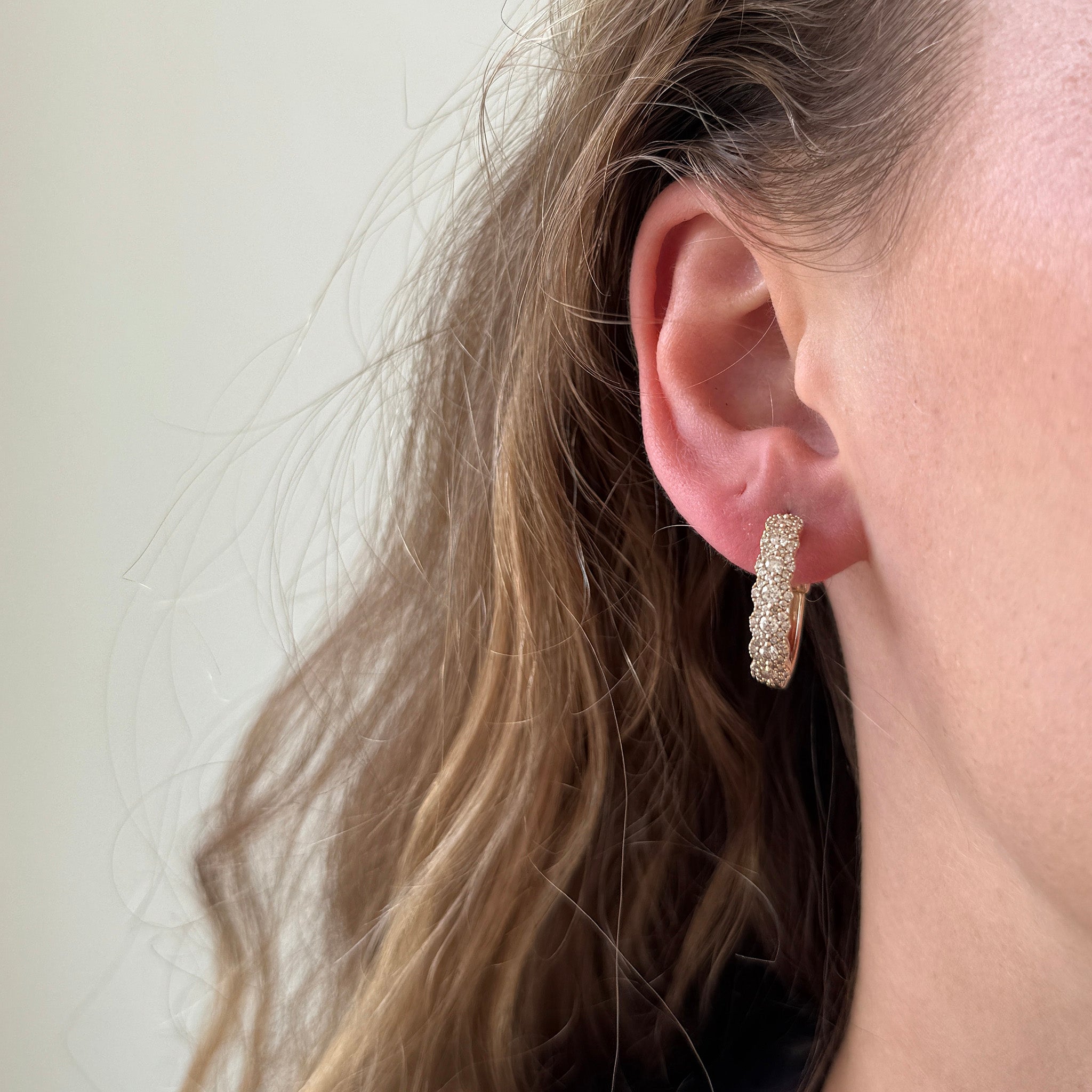 Diamond Pavé Halo 14K Yellow Gold Hoop Earrings