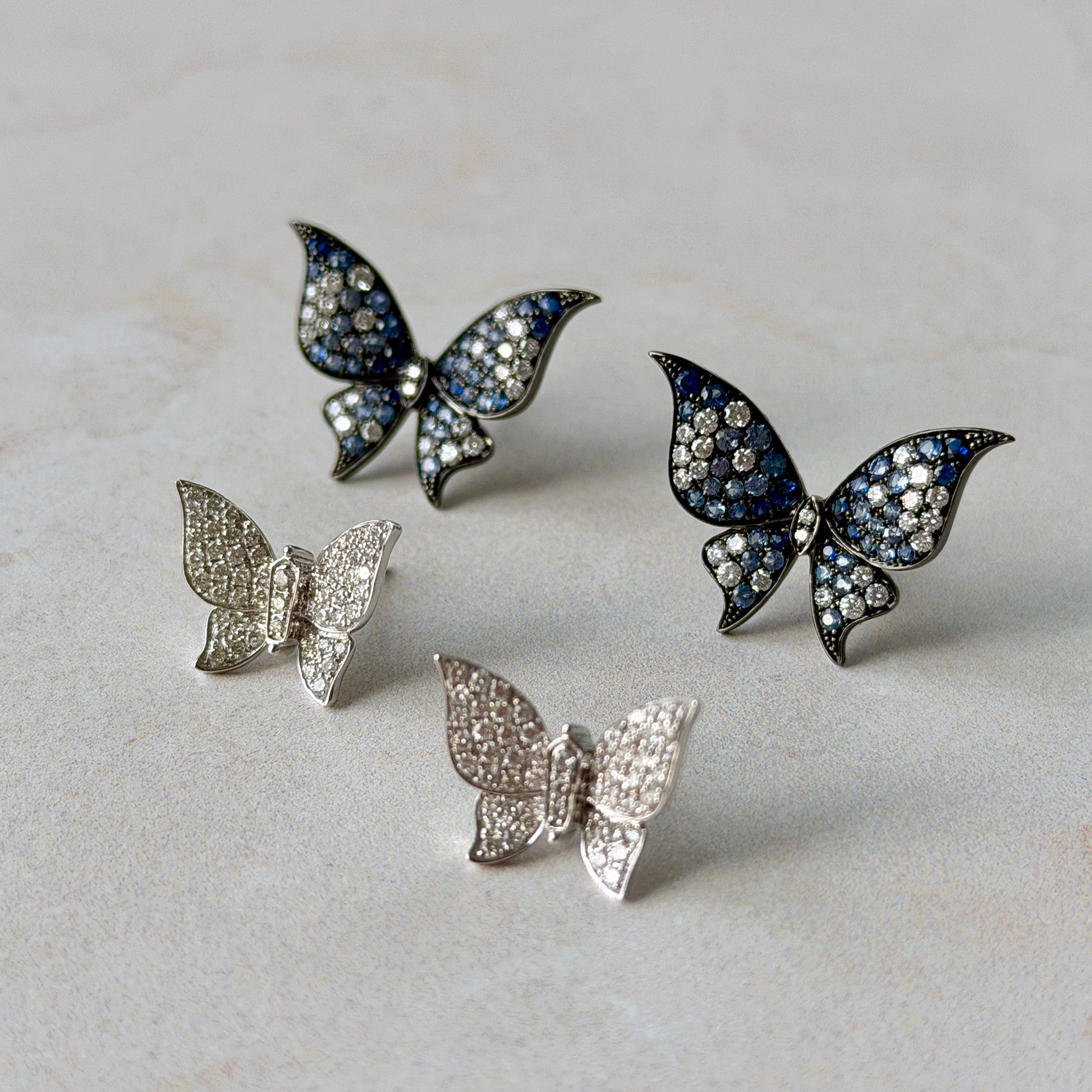 Diamond Pavé Butterfly 18K White Gold Stud Earrings