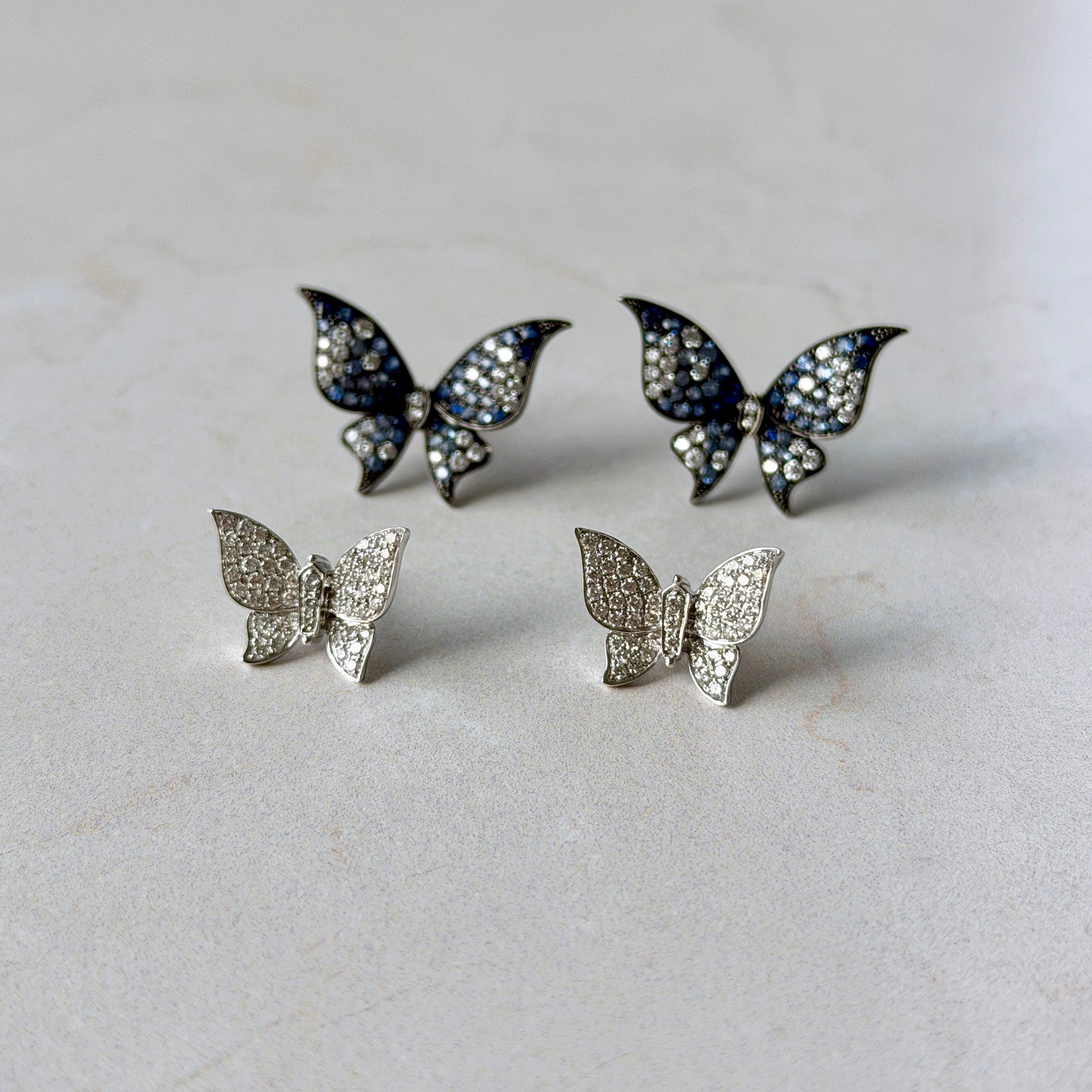 Diamond Pavé Butterfly 18K White Gold Stud Earrings