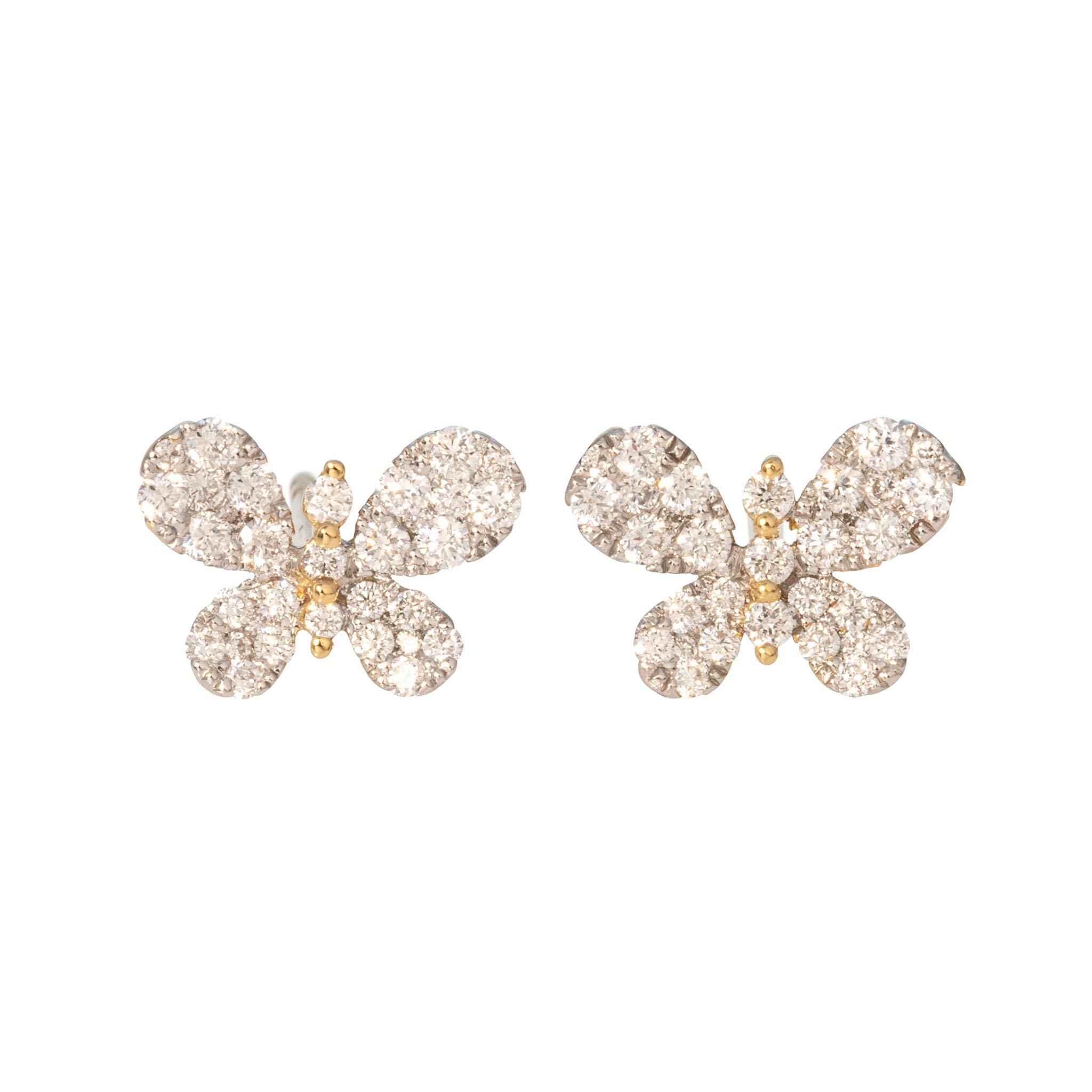 Diamond Pavé Butterfly 18K Gold Stud Earrings