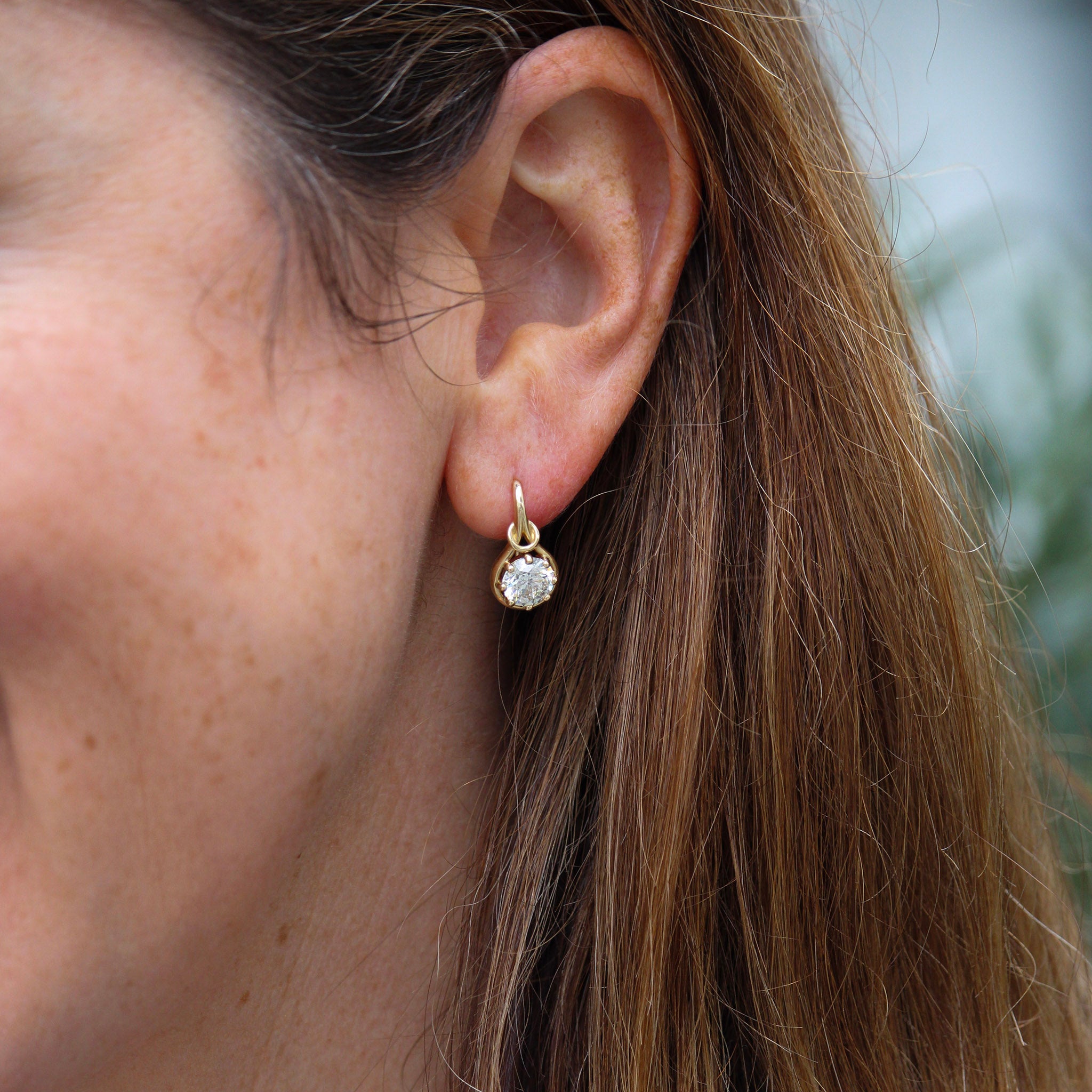 2ctw Diamond 14K Gold Drop Earrings