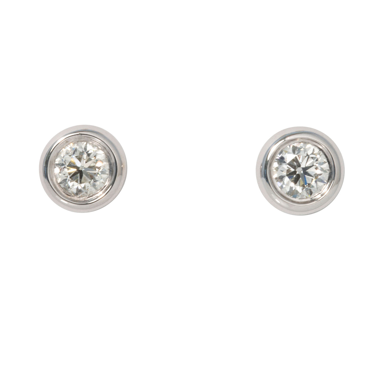 1ctw Diamond Bezel Set 14K White Gold Stud Earrings