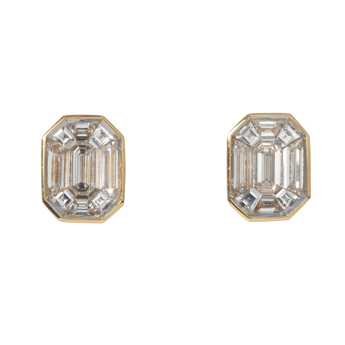 1.55ctw Diamond Mosaic 14K Yellow Gold Stud Earrings