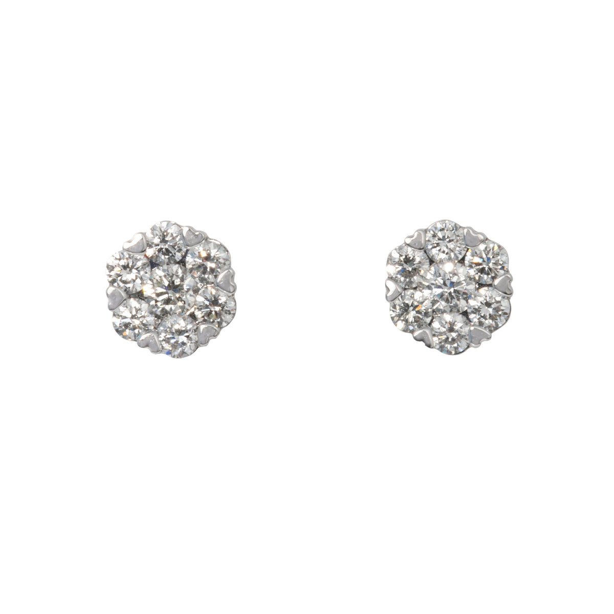 .53ctw Diamond Cluster 18K White Gold Stud Earrings