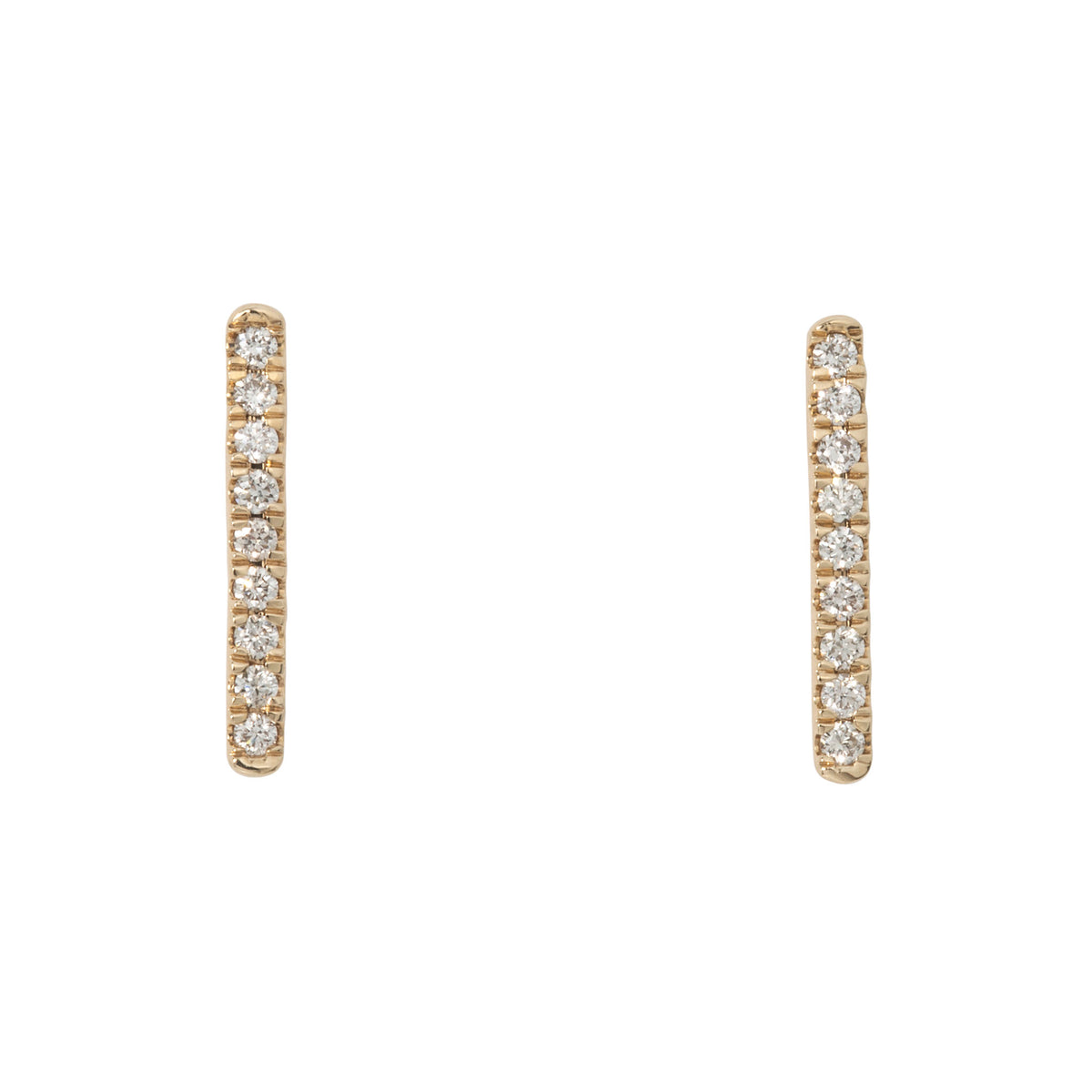 .14ctw Diamond Pavé Bar 14K Yellow Gold Stud Earrings