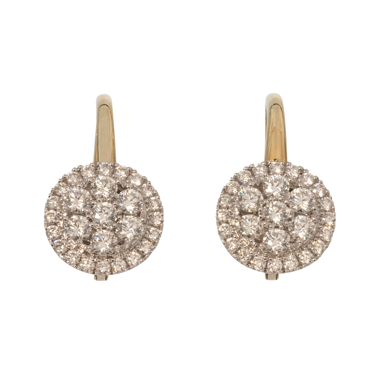 .90ctw Round Diamond Cluster 14K Gold Leverback Earrings